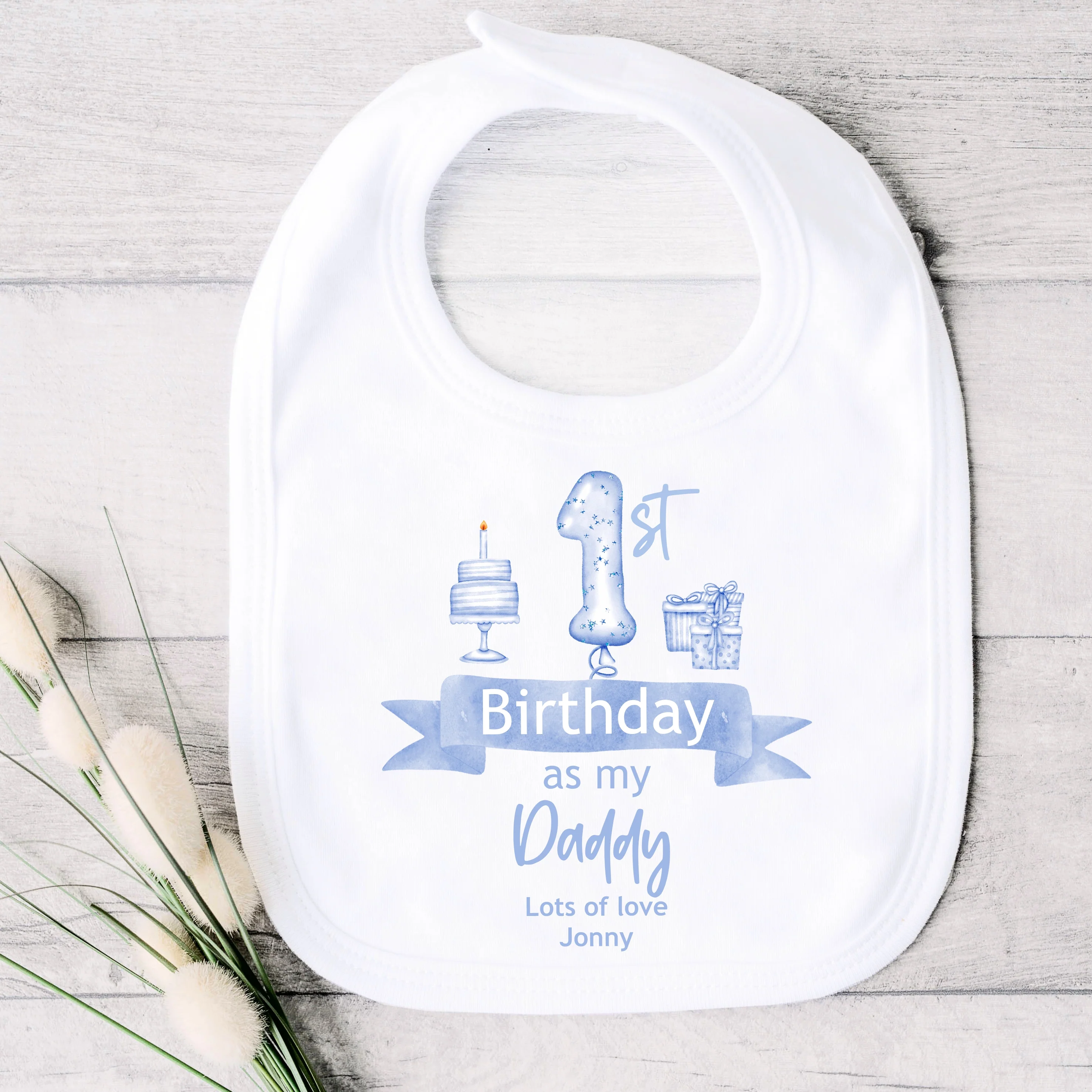 Personalised Blue Balloon Happy 1st Birthday As My Daddy Baby Grow or Vest - Image 4