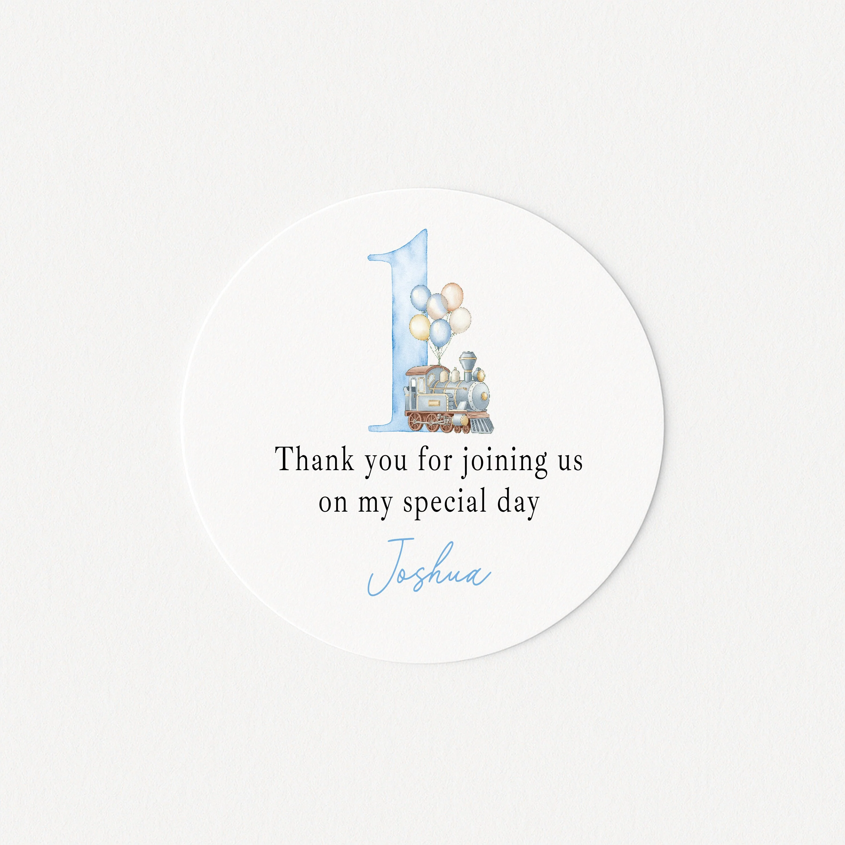 Personalised Blue Balloon Train Birthday Stickers - Image 5