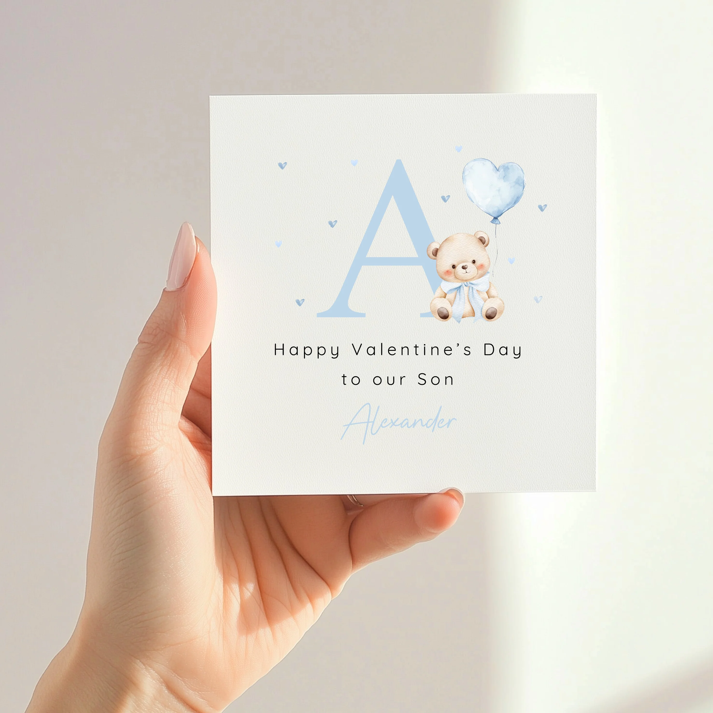 Personalised Blue Bear Initial Happy Valentine's Day Card - Image 3