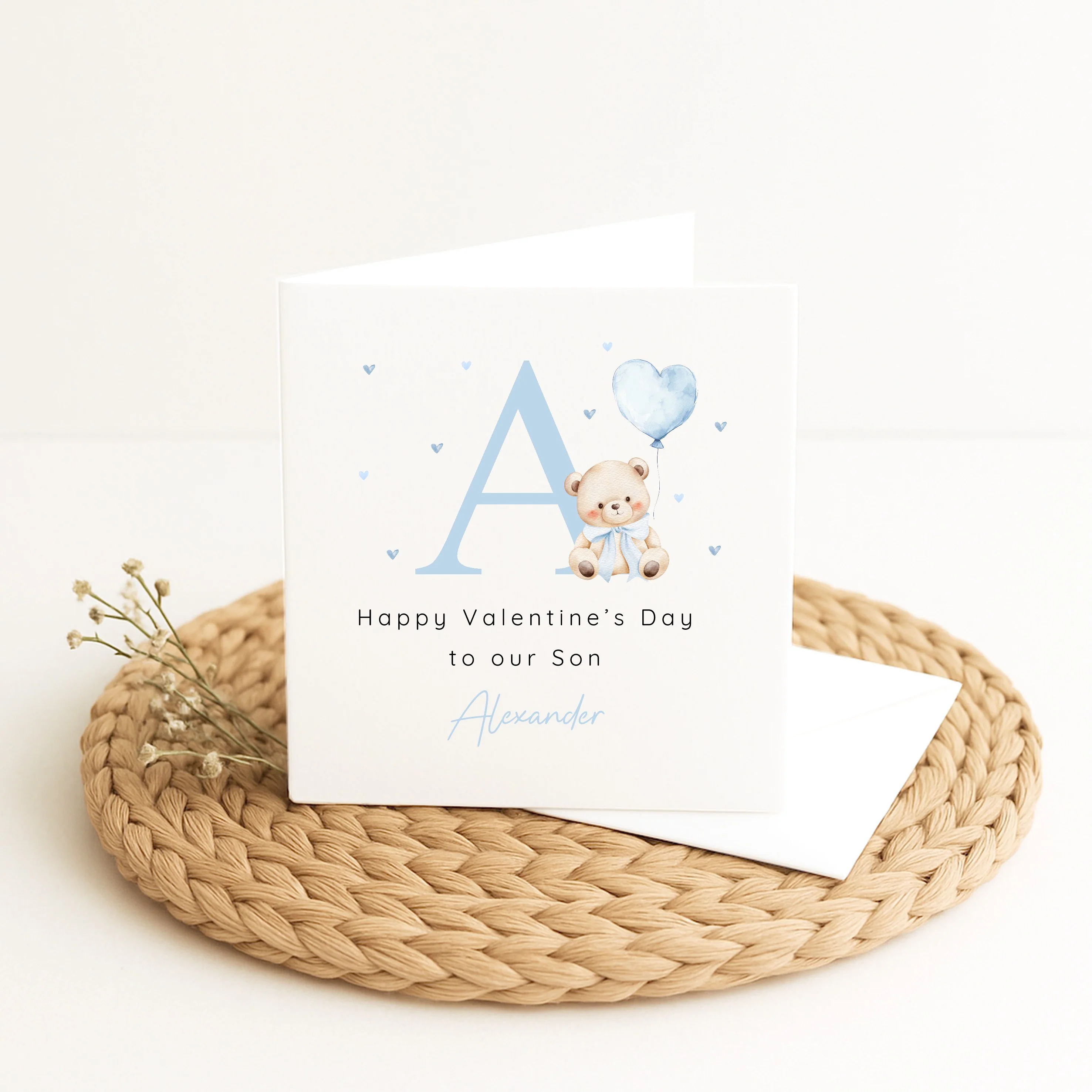 Personalised Blue Bear Initial Happy Valentine's Day Card - Image 4