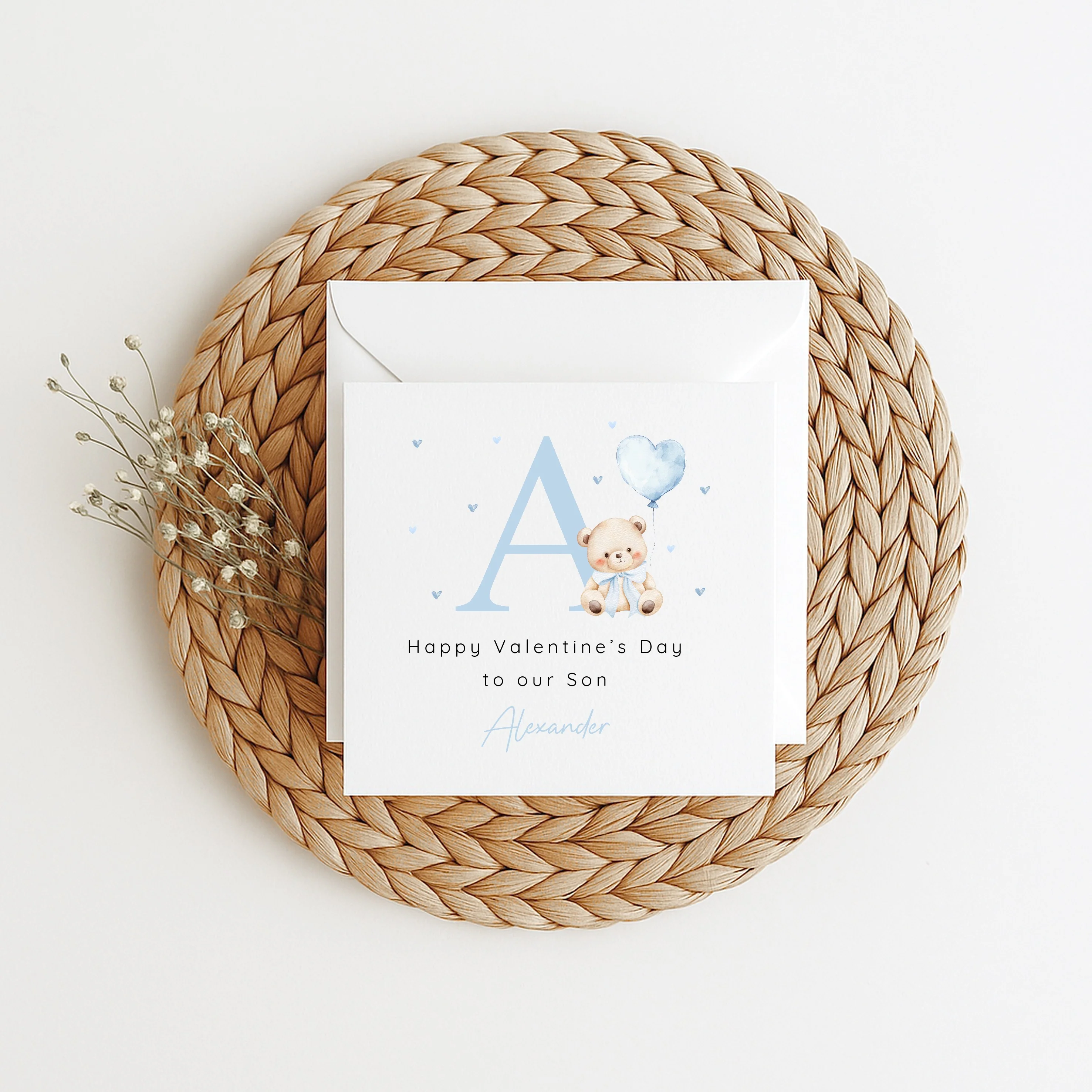 Personalised Blue Bear Initial Happy Valentine's Day Card - Image 5