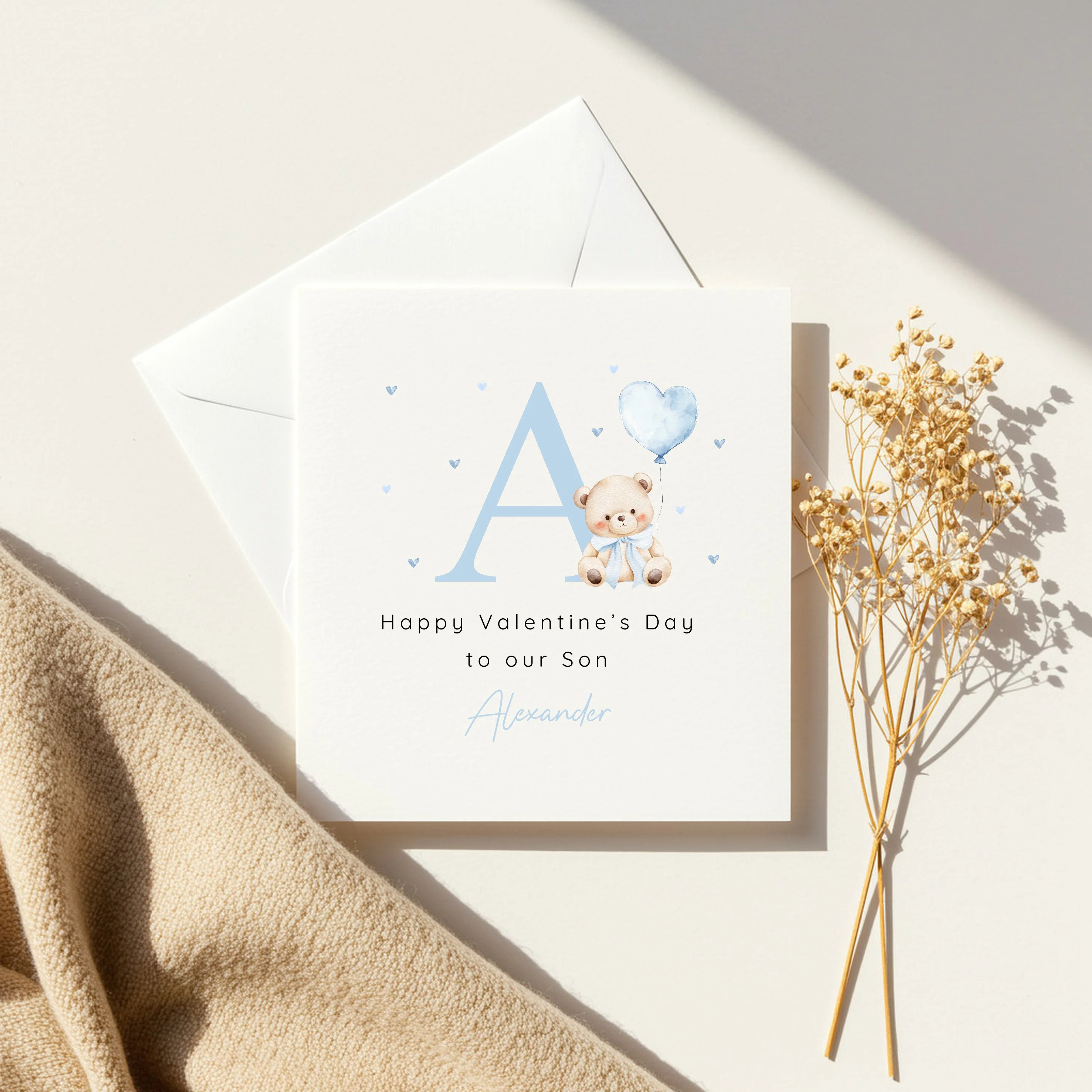 Personalised Blue Bear Initial Happy Valentine's Day Card - Image 6