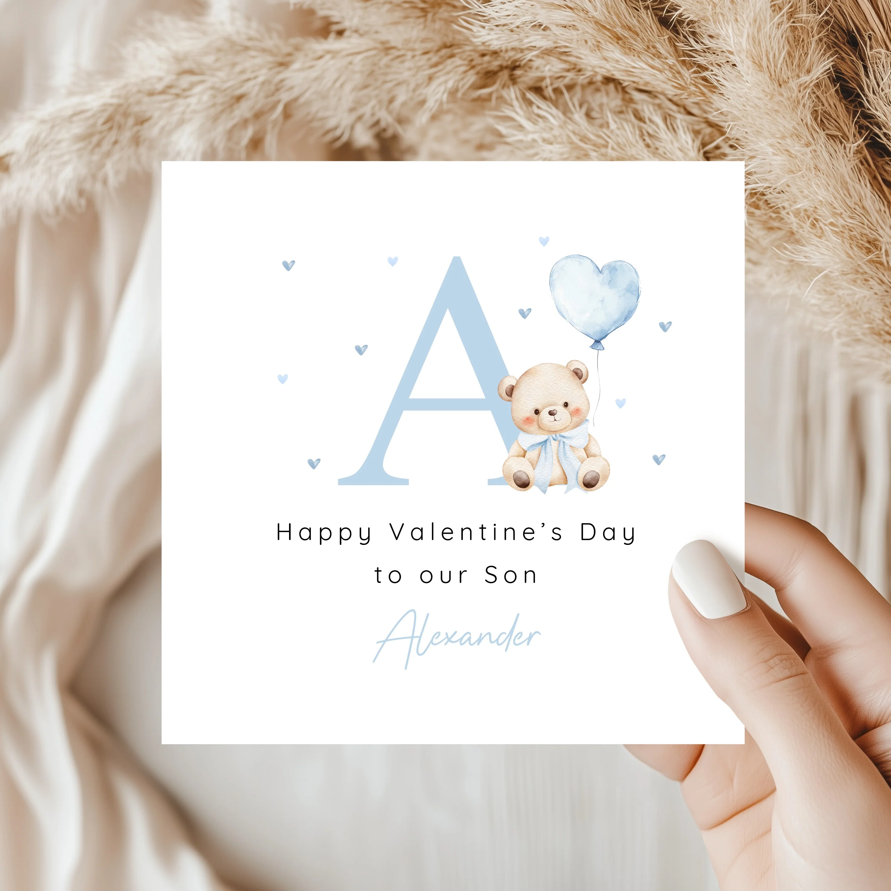 Personalised Blue Bear Initial Happy Valentine's Day Card - Image 7
