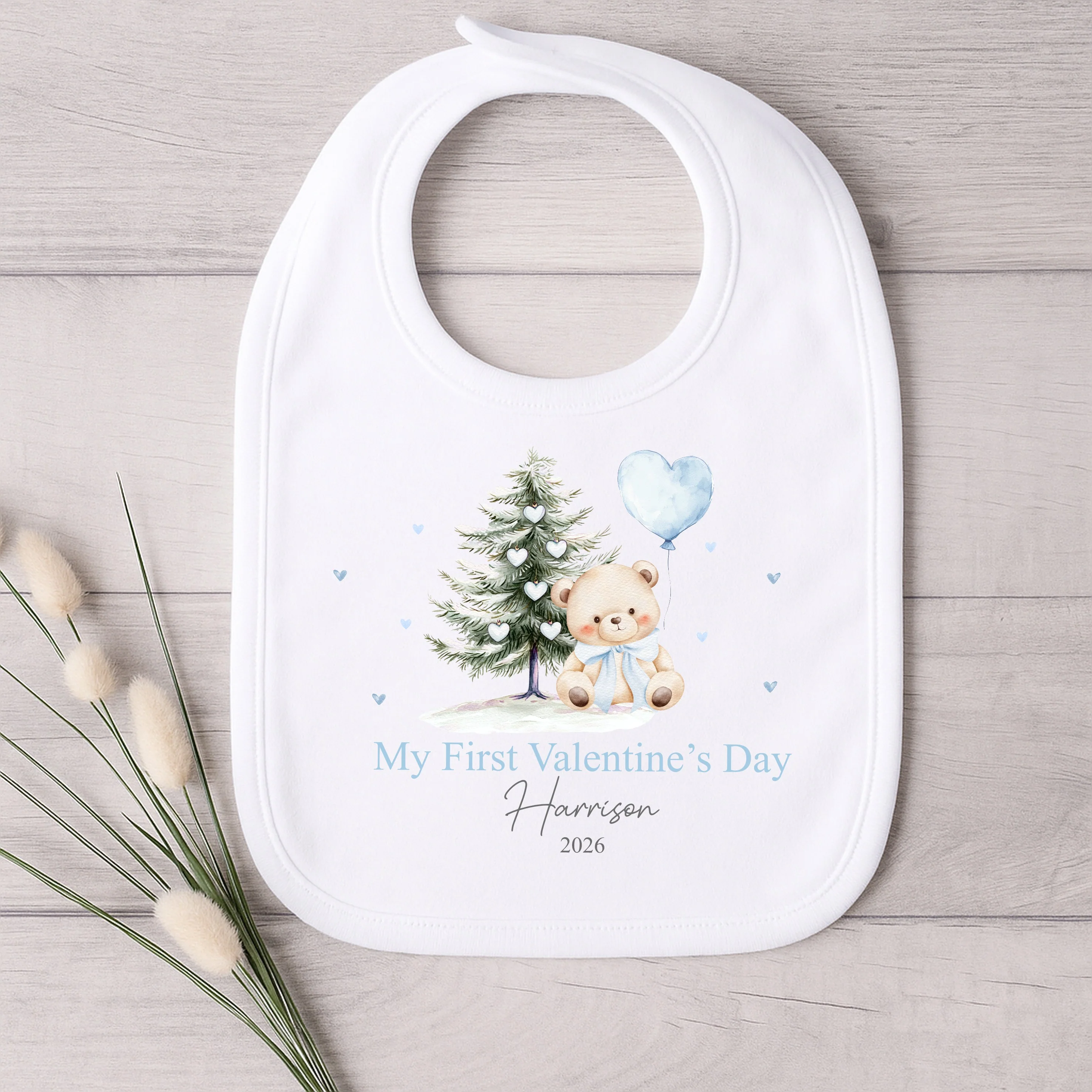 Personalised Blue Bear My First Valentines Day Baby Grow, Vest or Bib - Image 3