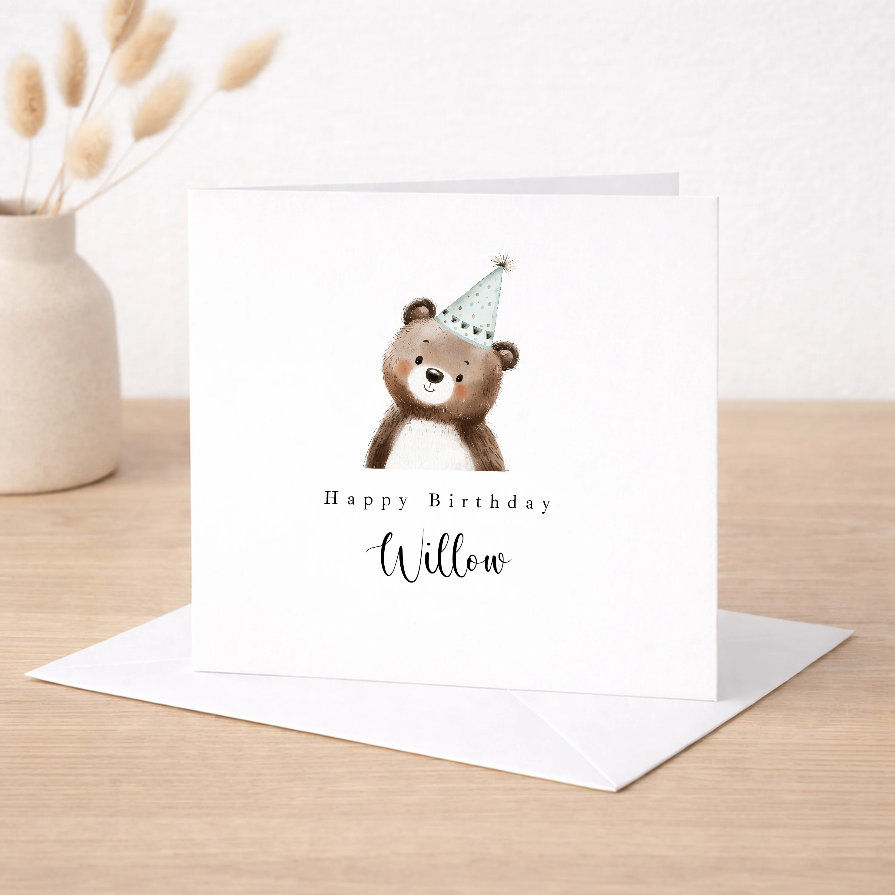 Personalised Blue Bear Party Hat Birthday Card - Image 5