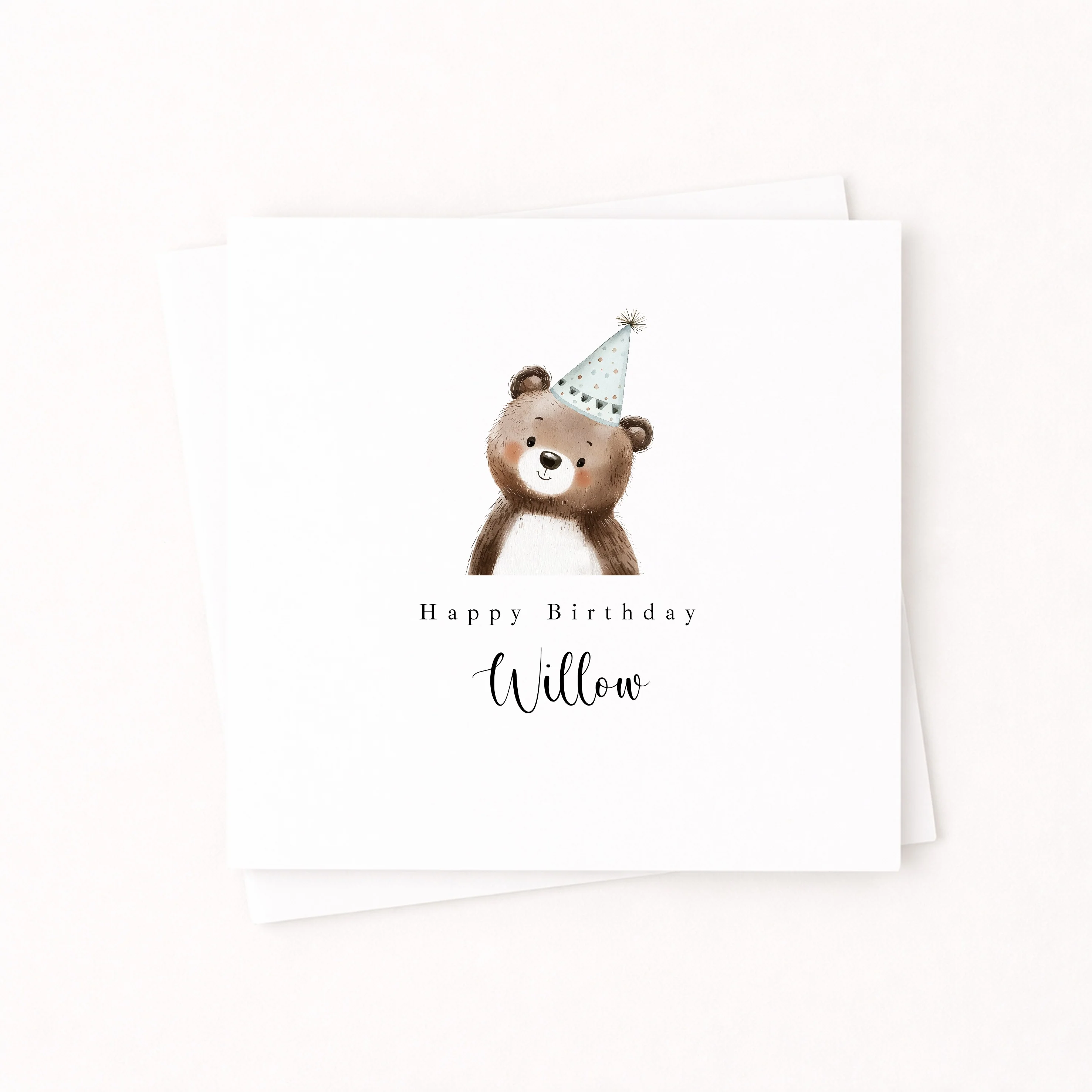 Personalised Blue Bear Party Hat Birthday Card - Image 6