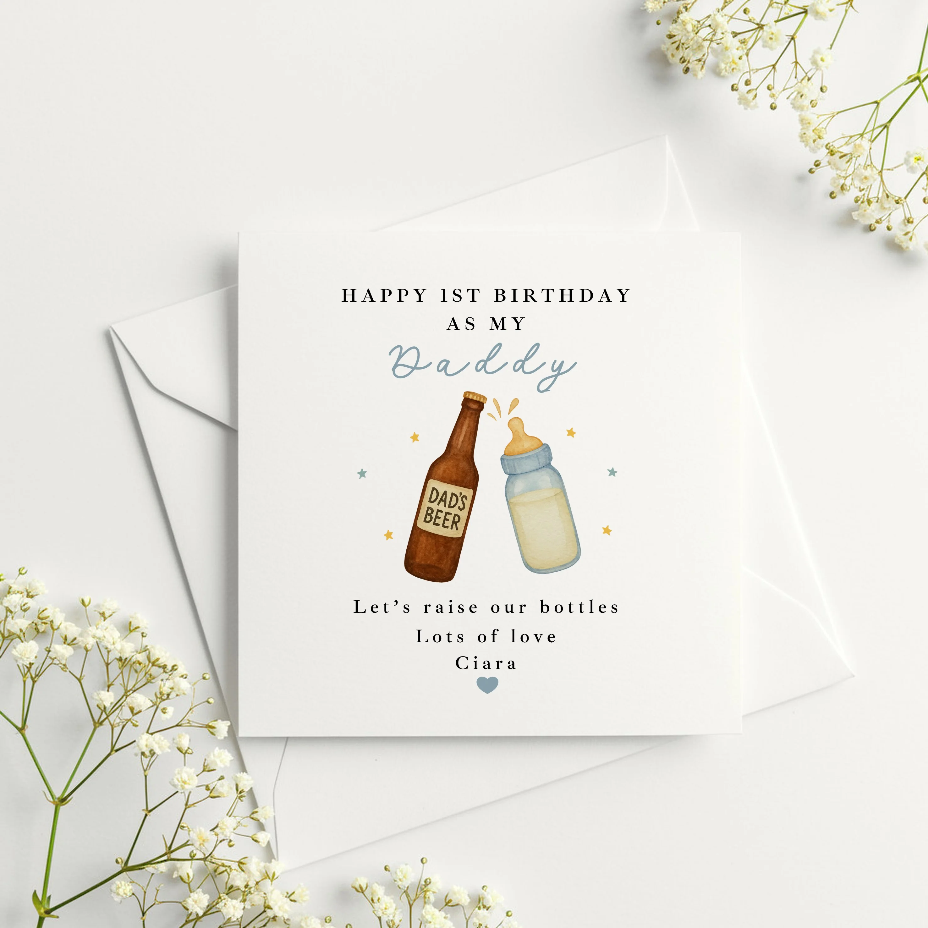 Personalised Blue Bottles Happy Birthday Daddy Card - Image 2