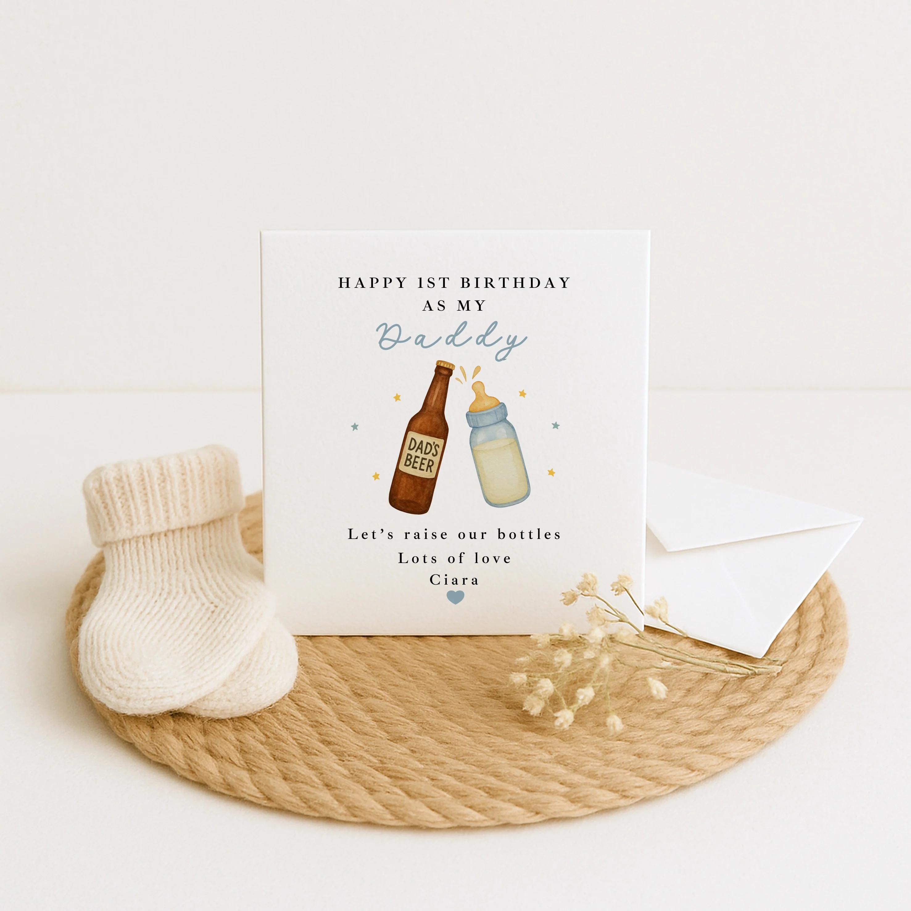 Personalised Blue Bottles Happy Birthday Daddy Card - Image 3