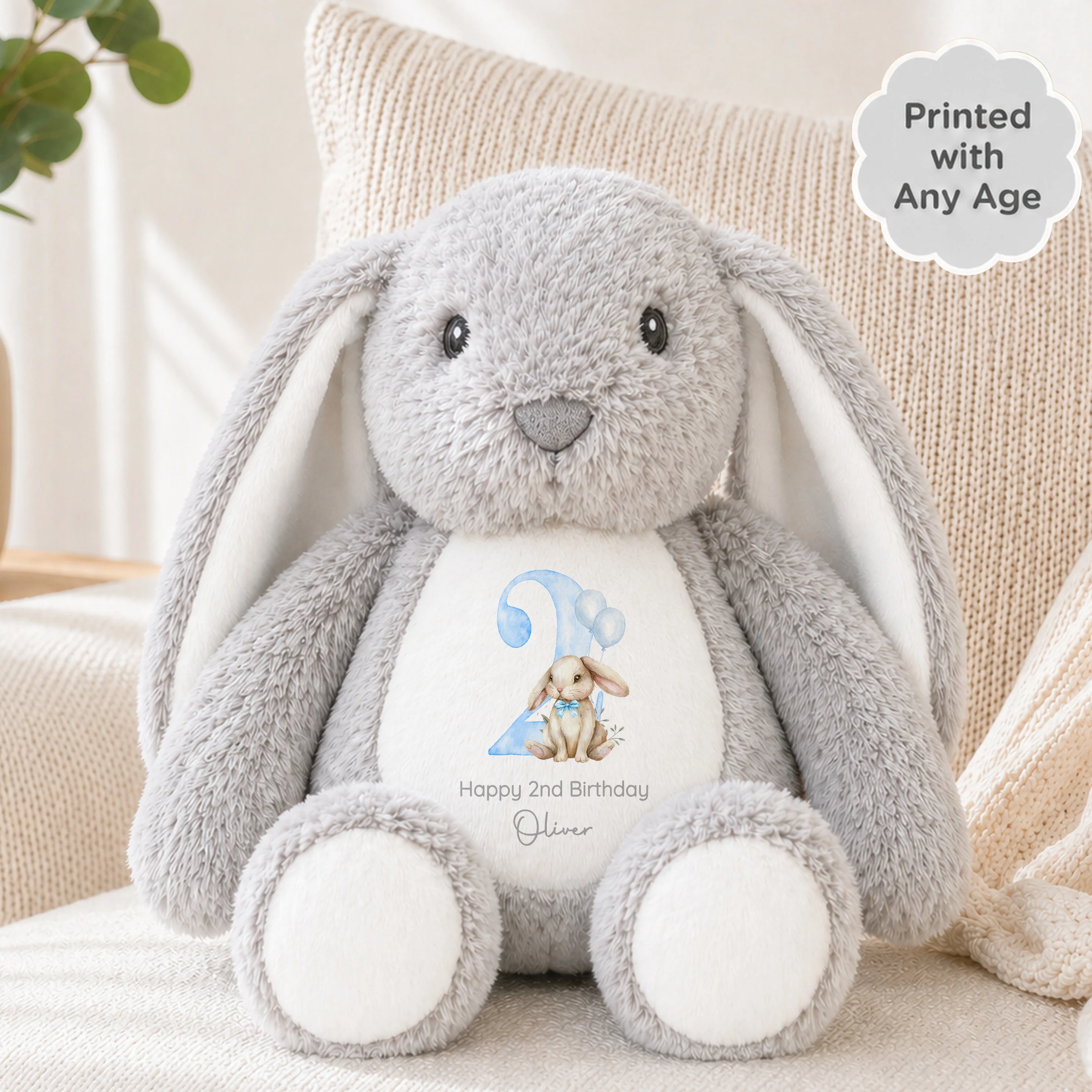 Personalised Blue Bow Tie Any Age Birthday Bunny Rabbit - Image 3