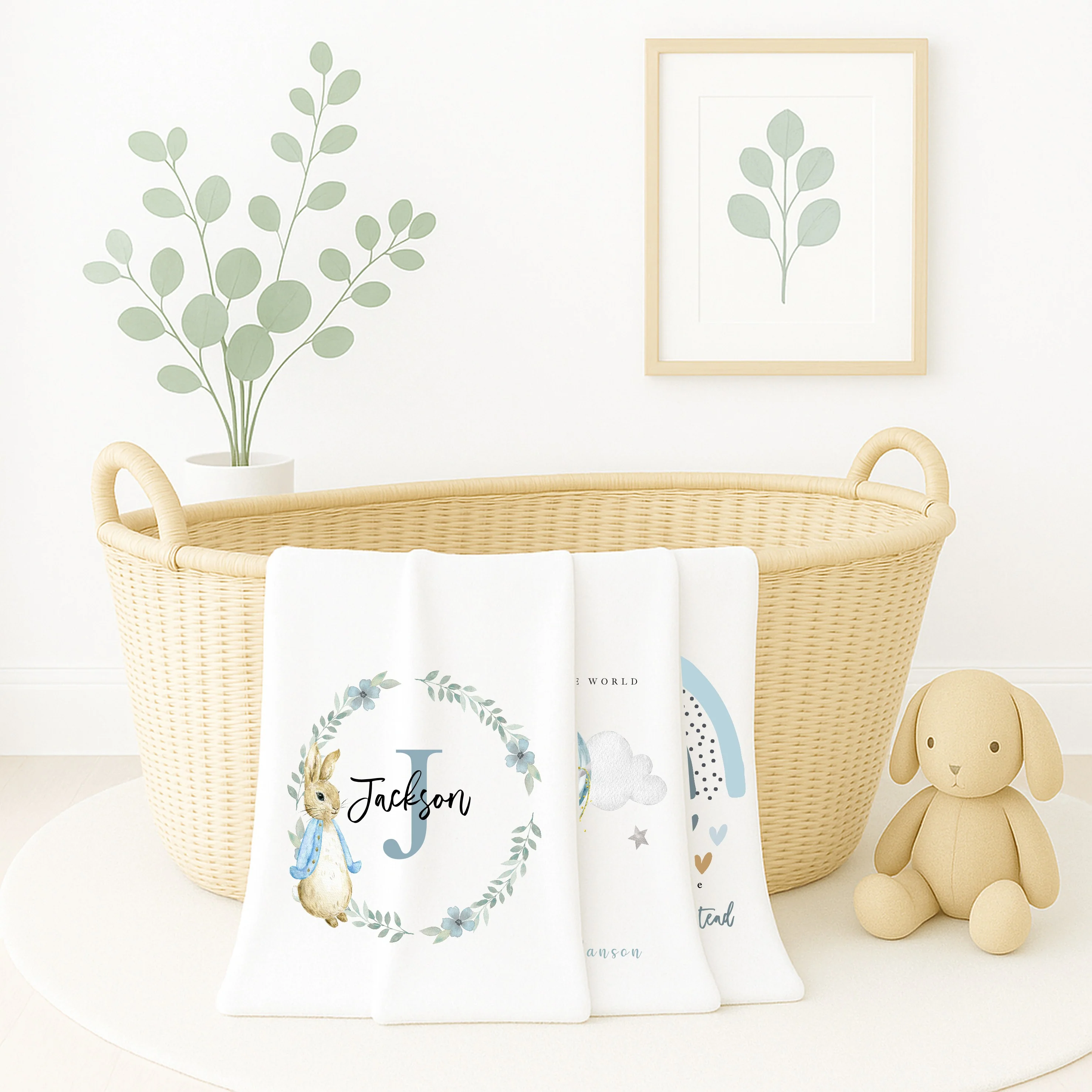 Personalised Blue Boys Baby Blanket