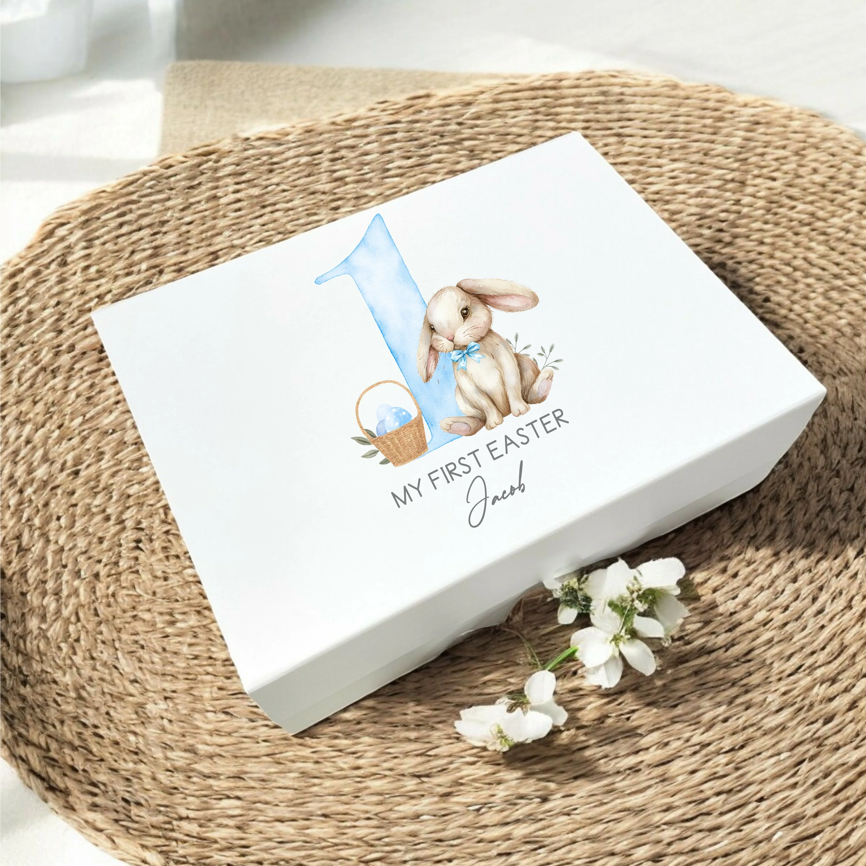 Personalised Blue Bunny My First Easter Treat Box