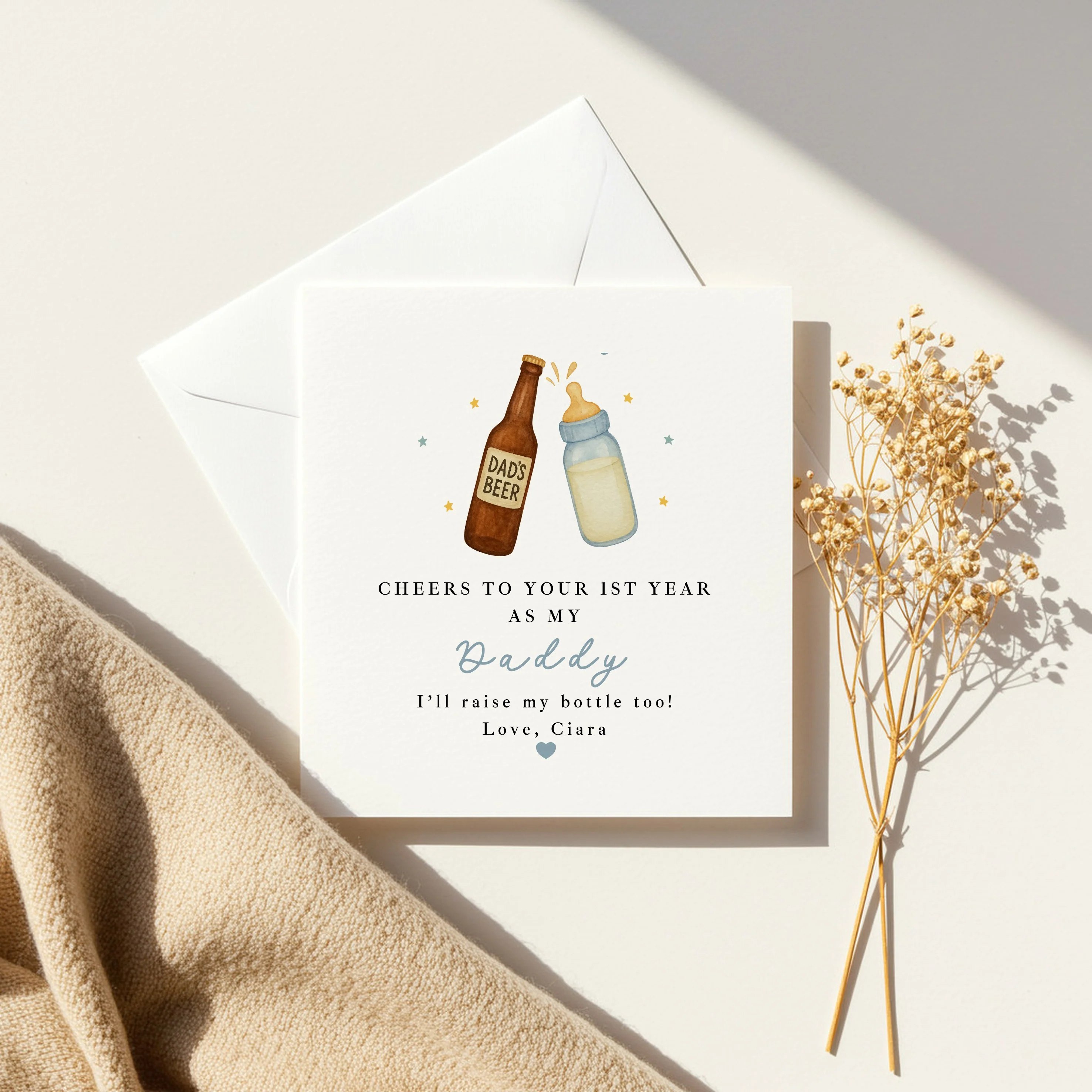 Personalised Blue Cheers Happy Birthday Daddy Card - Image 2