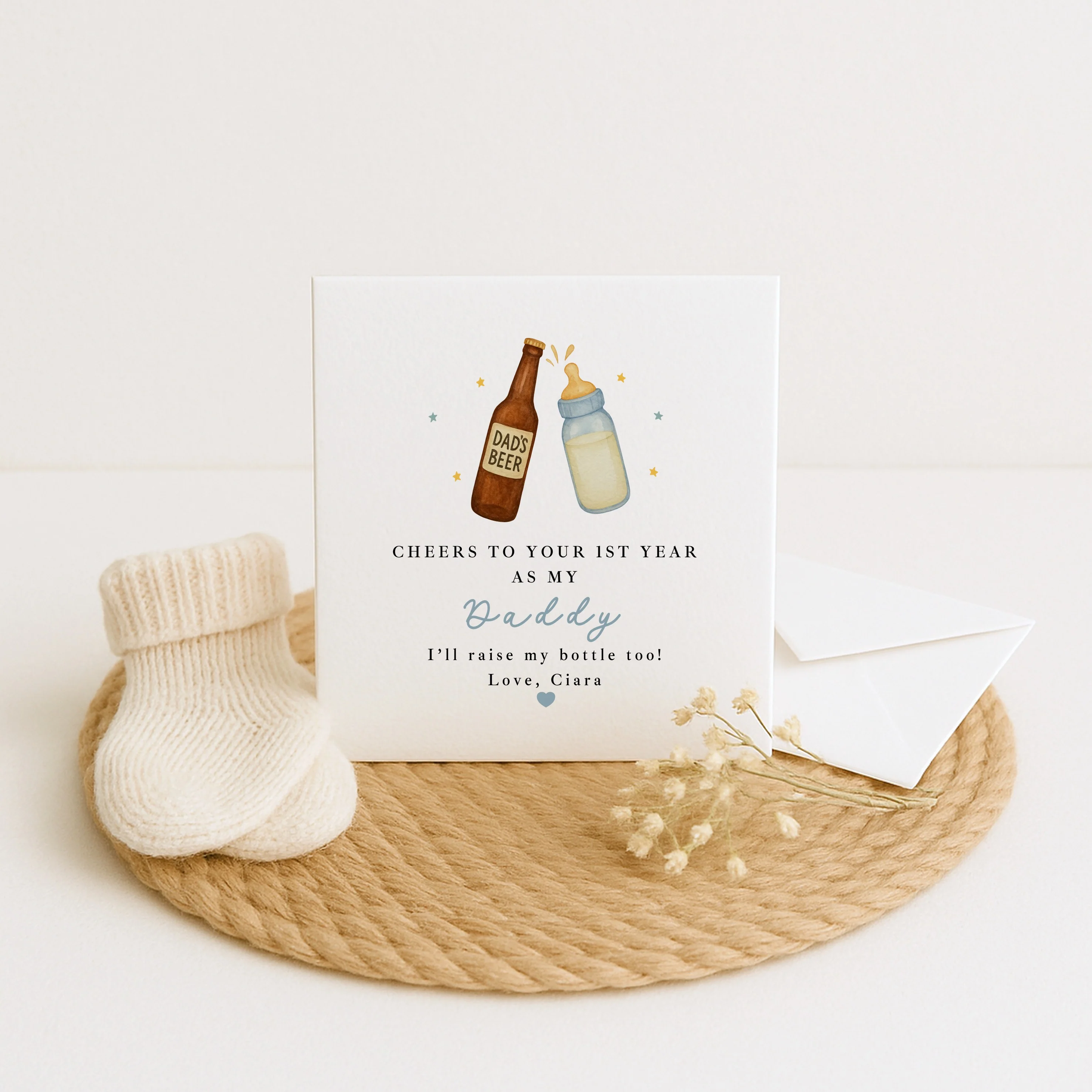 Personalised Blue Cheers Happy Birthday Daddy Card - Image 3