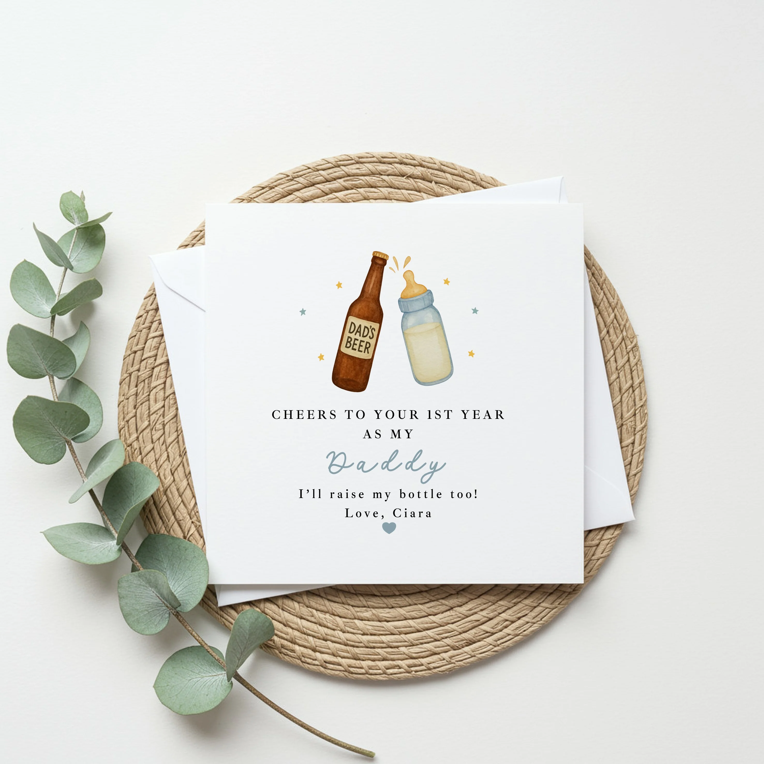 Personalised Blue Cheers Happy Birthday Daddy Card - Image 4
