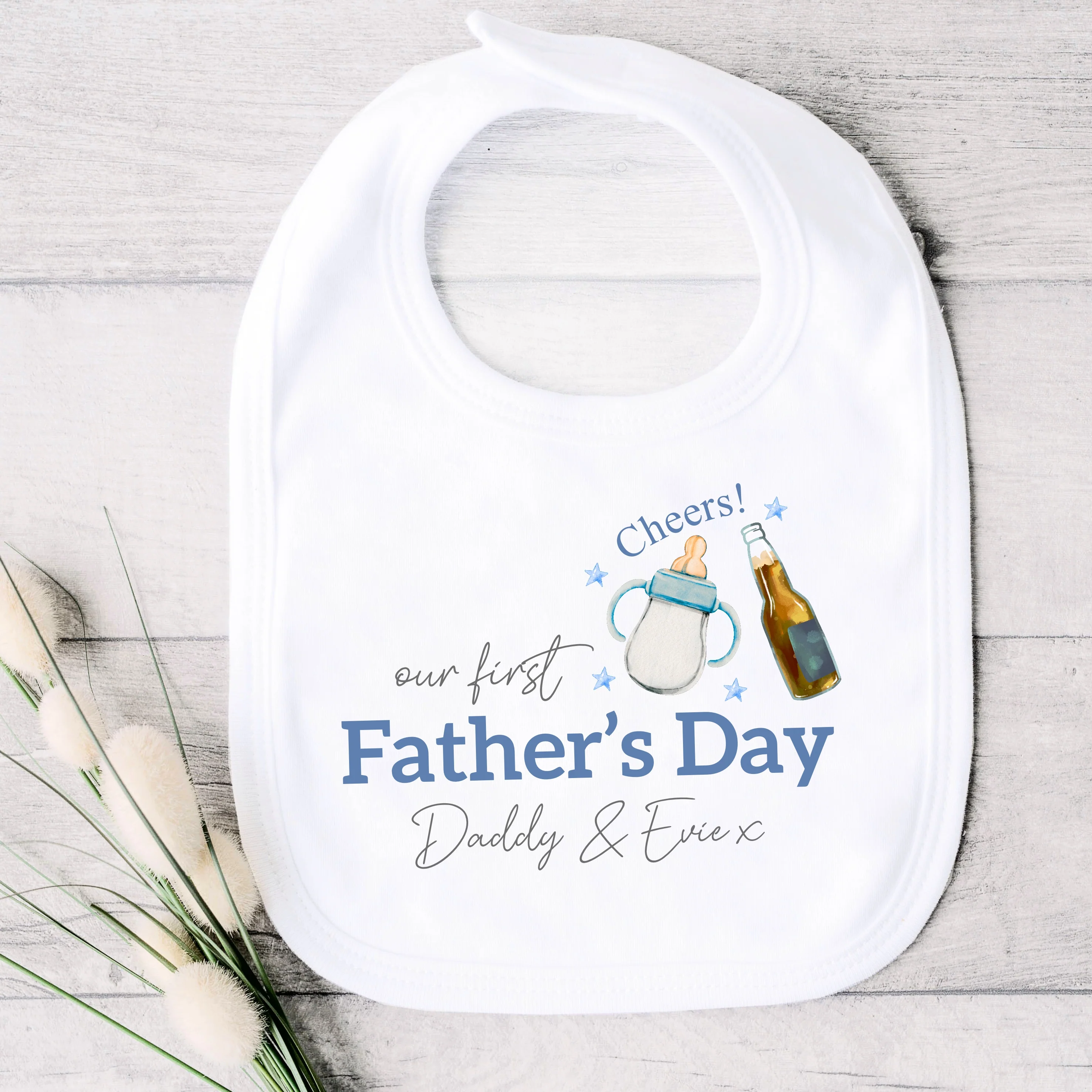 Personalised Blue Cheers Milk Father's Day Baby Grow or Vest - Image 5