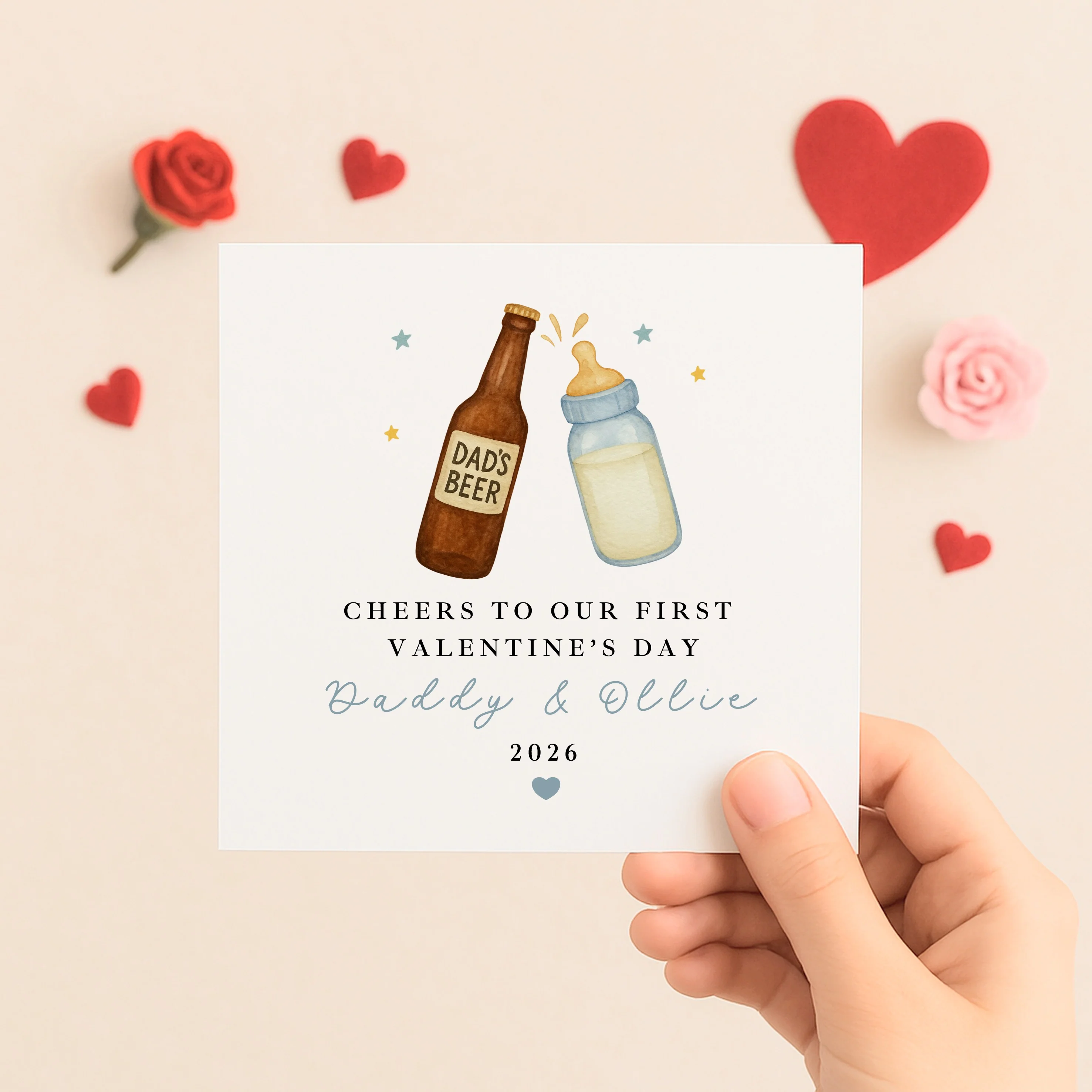 Personalised Blue Cheers Our First Valentine's Day Card - Image 6