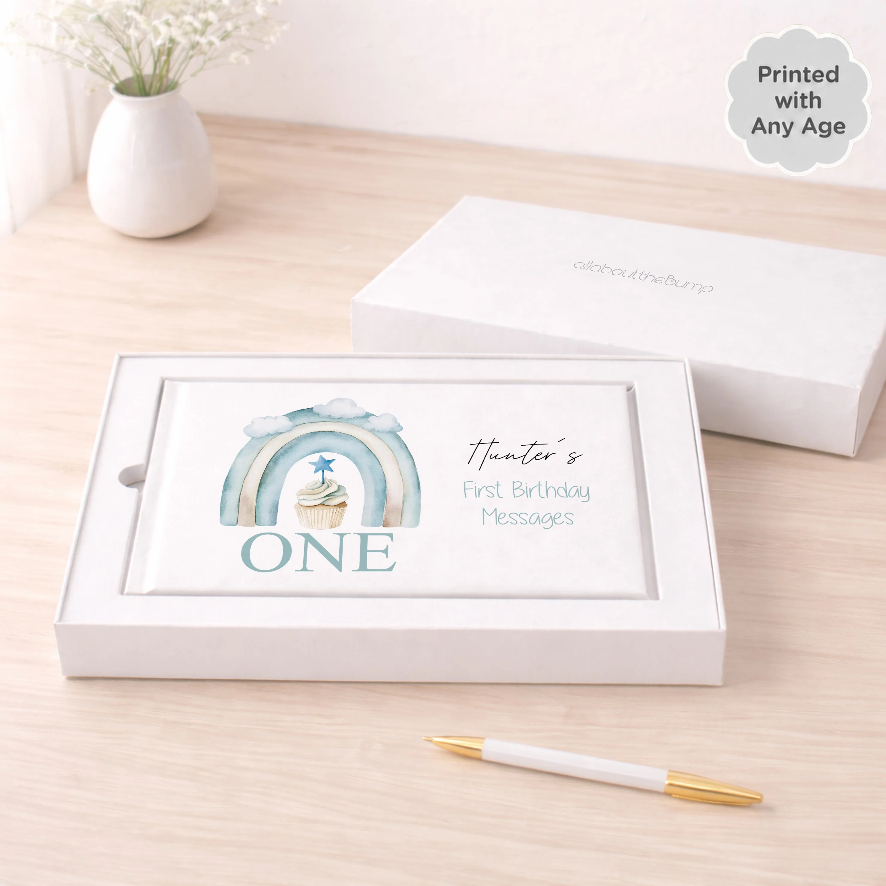 Personalised Blue Cupcake Any Age Birthday Guest Book - Image 2