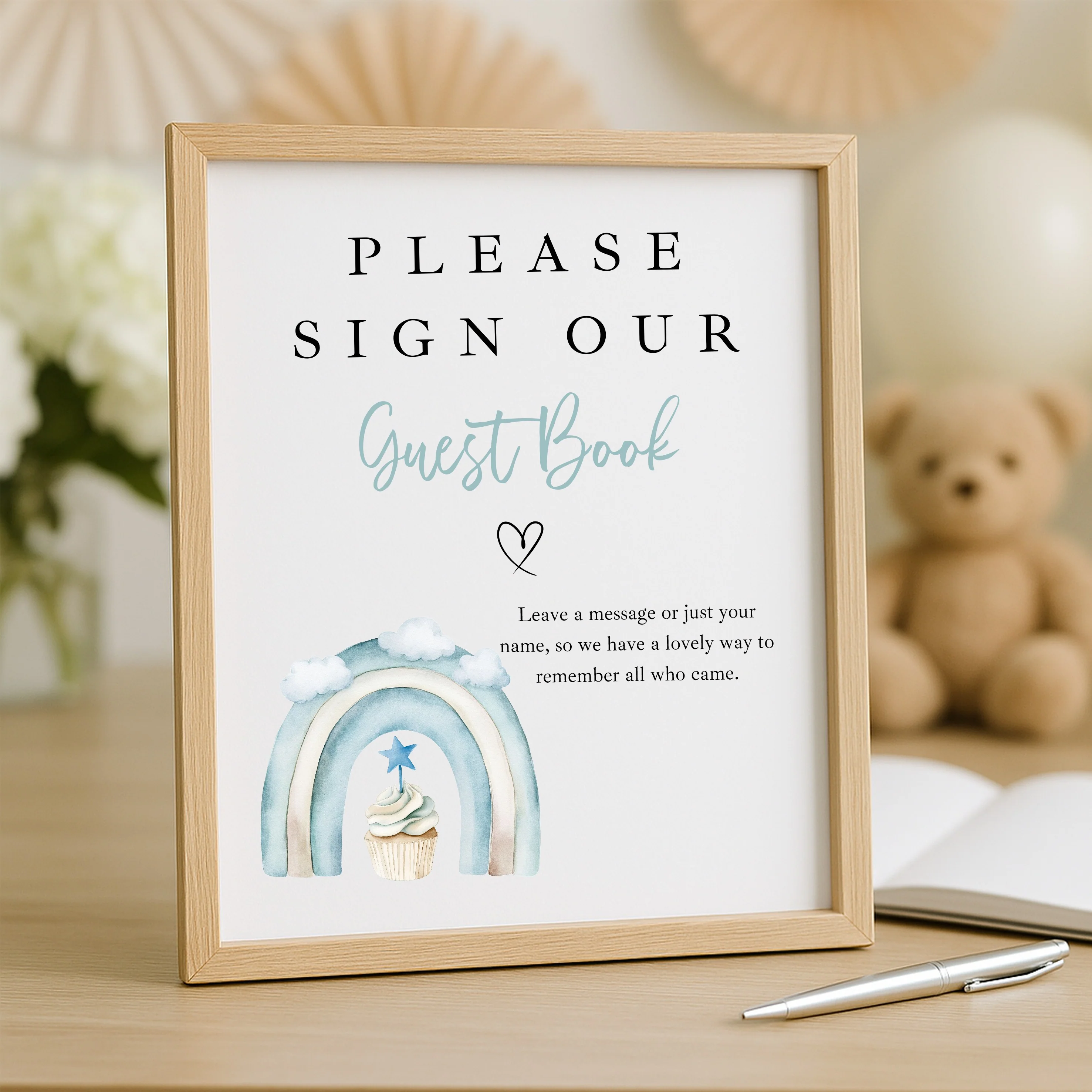 Personalised Blue Cupcake First Birthday Guest Book - Image 4