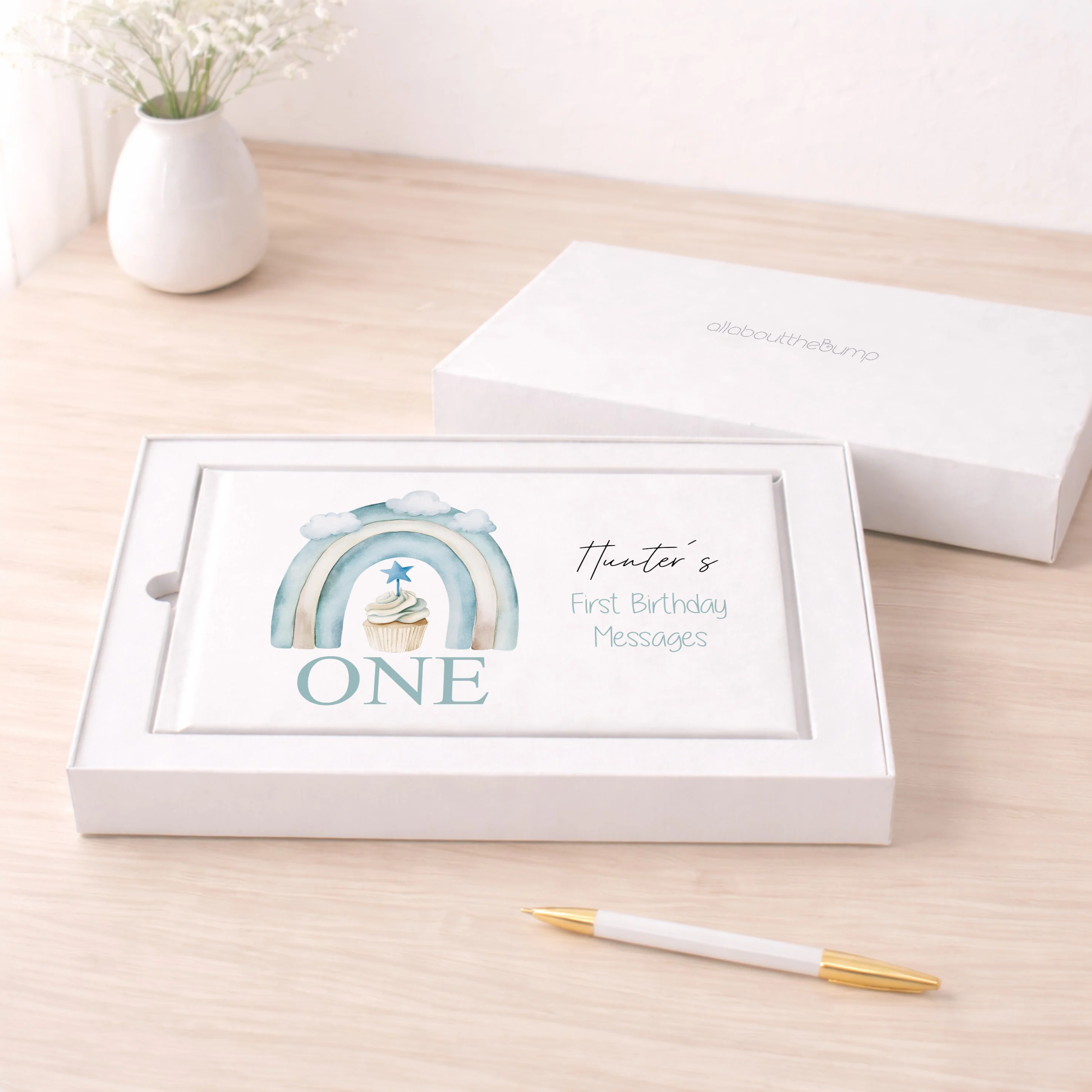 Personalised Blue Cupcake First Birthday Guest Book - Image 3