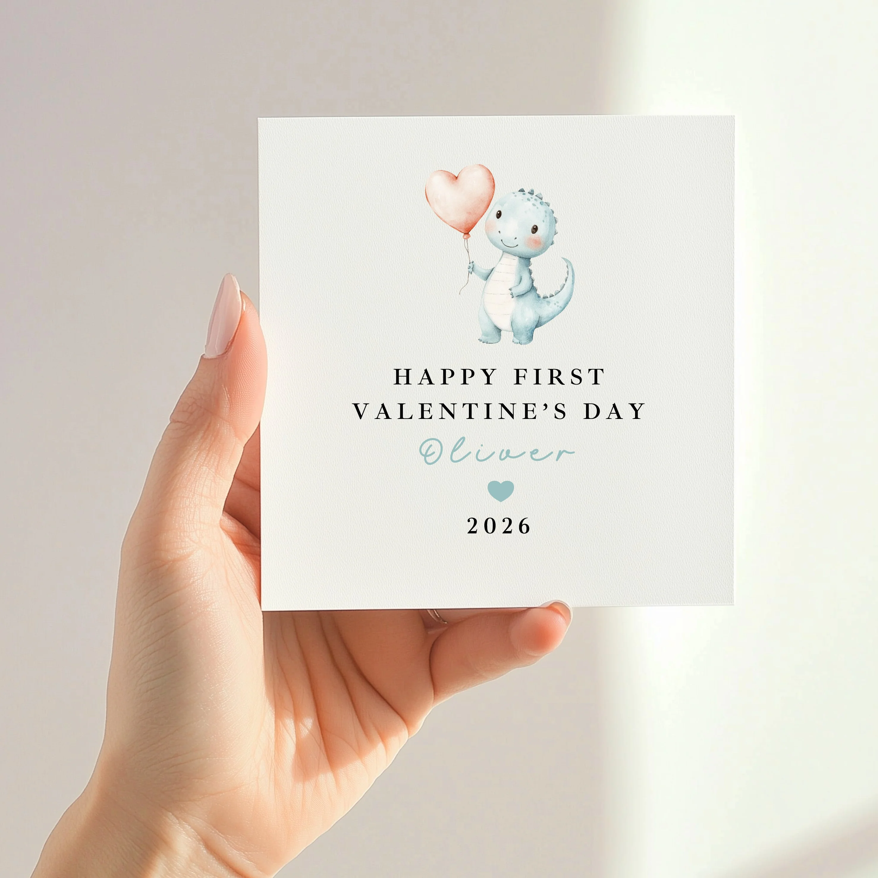 Personalised Blue Dinosaur Happy First Valentine's Day Card - Image 6