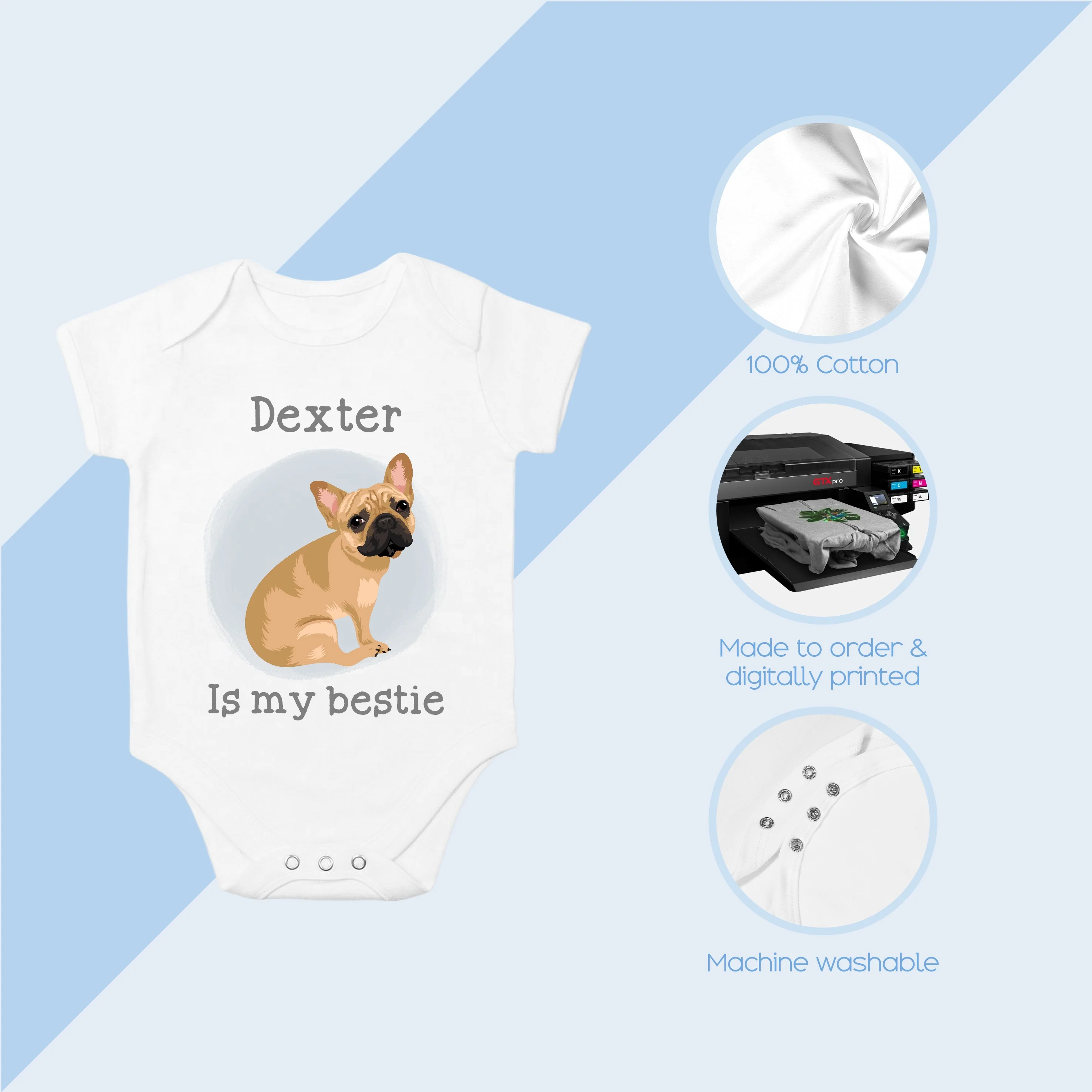 Personalised Blue Dog Is My Besties Babygrow/Vest - Image 4
