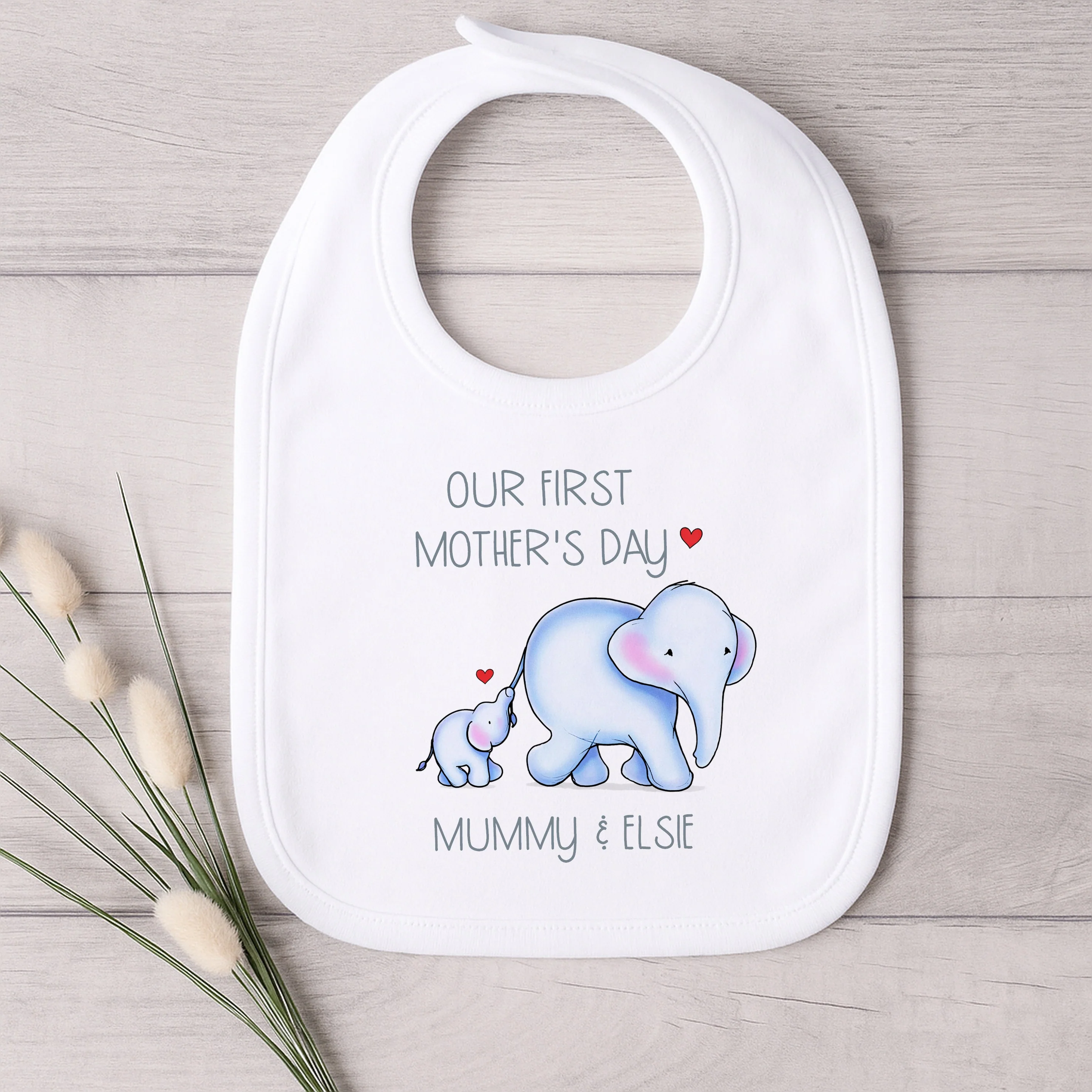 Personalised Blue Elephannts Our First Mother's Day Baby Grow, Vest or Bib - Image 7