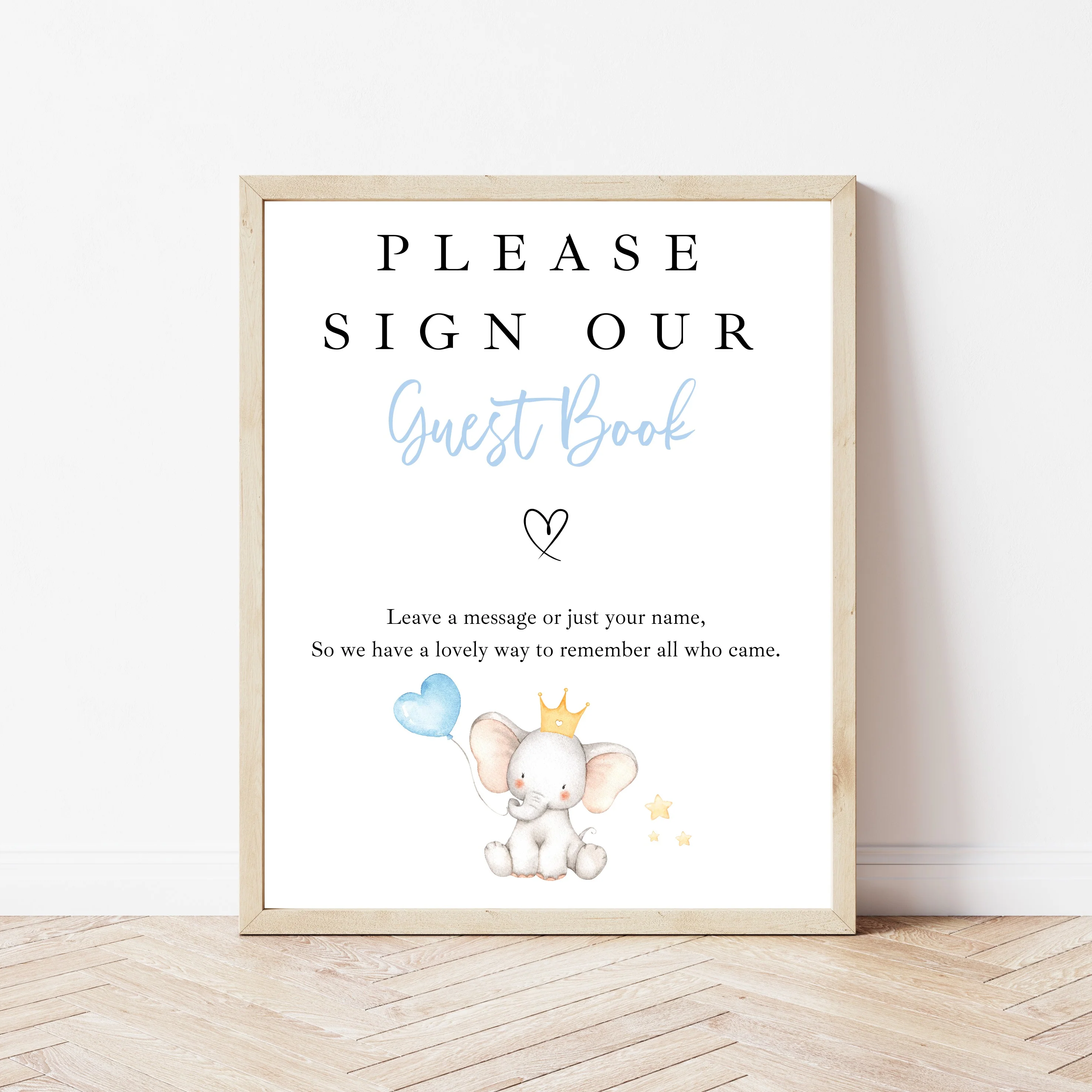 Personalised Blue Elephant Baby Shower Guest Book - Image 5