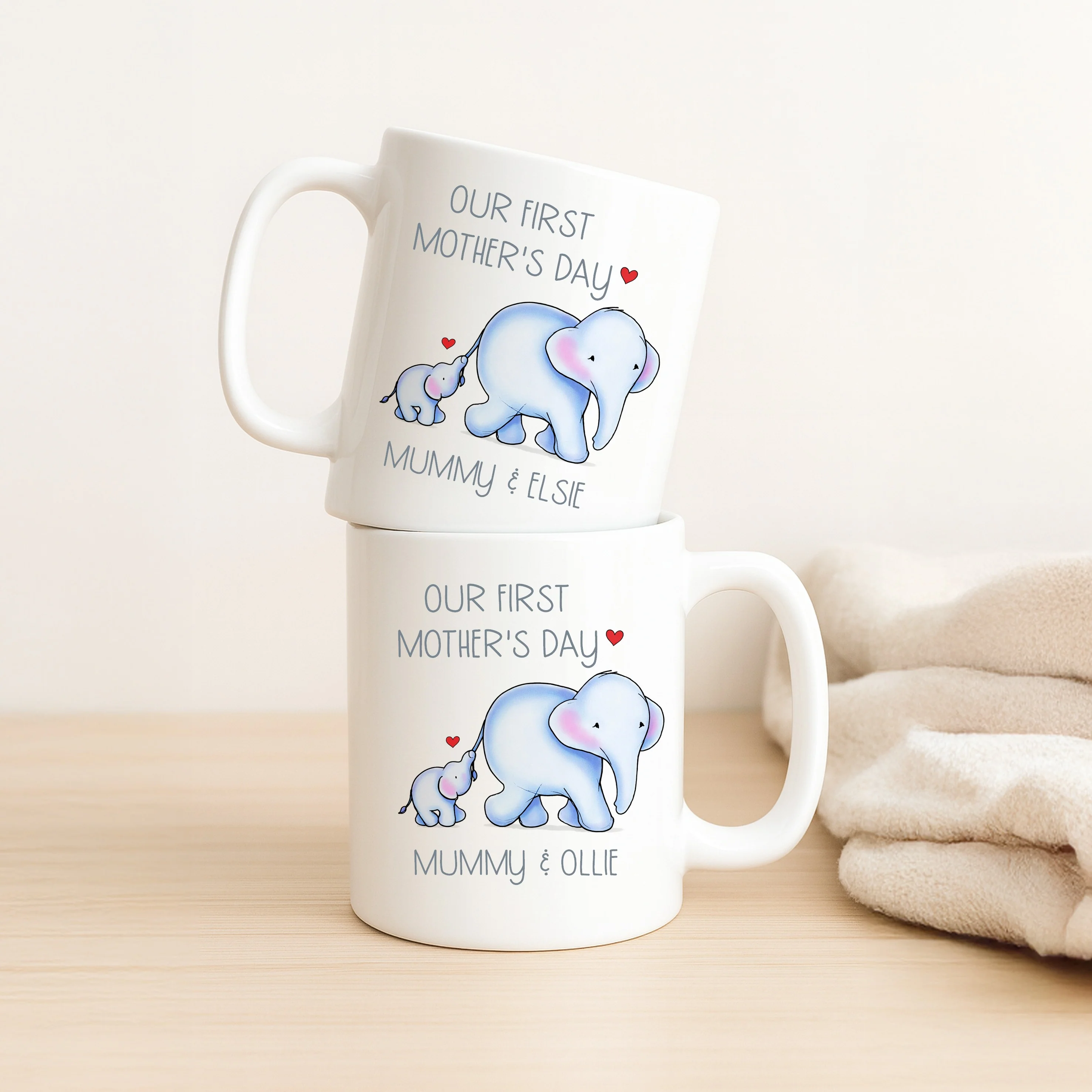 Personalised Blue Elephant Our First Mother's Day Mug - Image 3