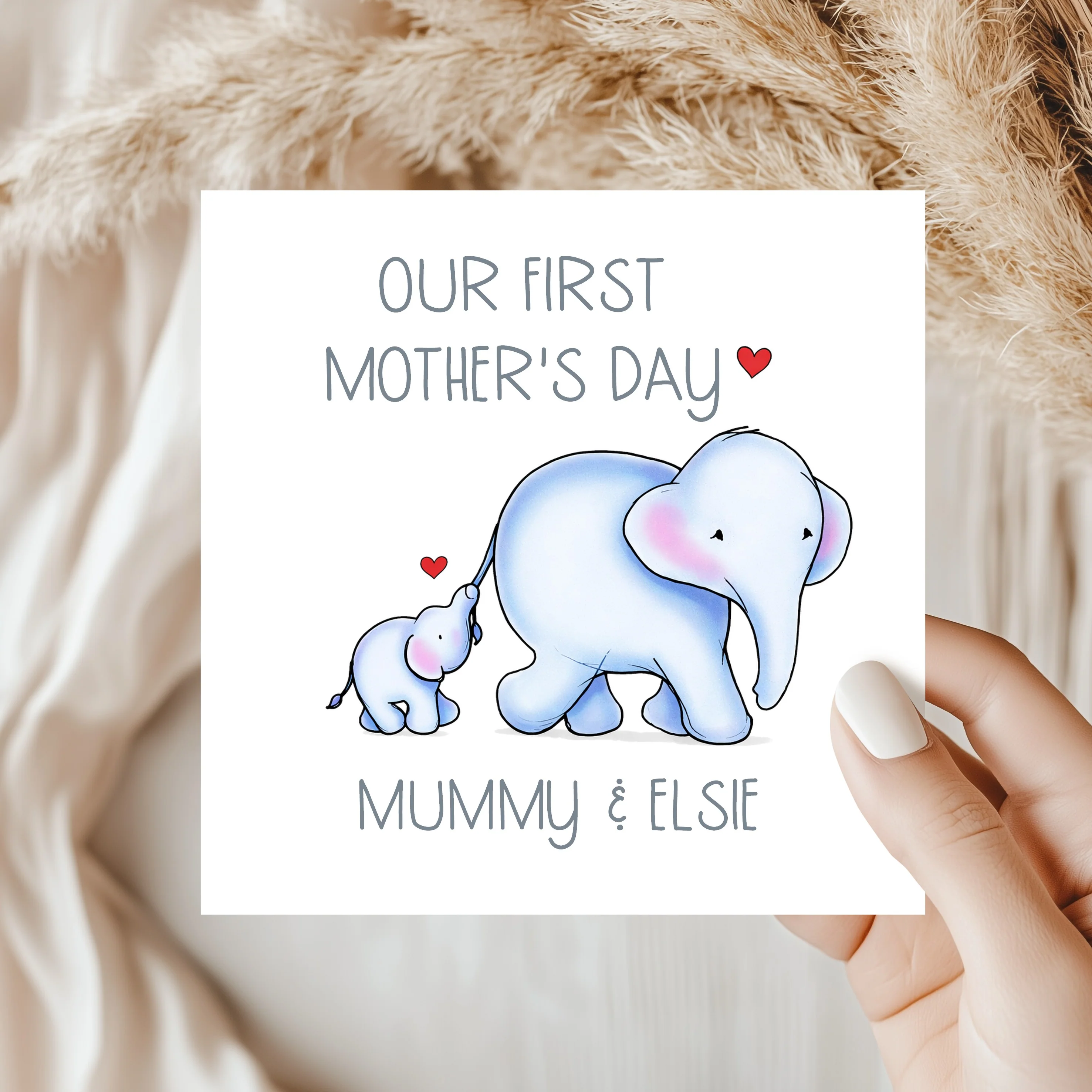 Personalised Blue Elephants Our First Mother's Day Card - Image 4