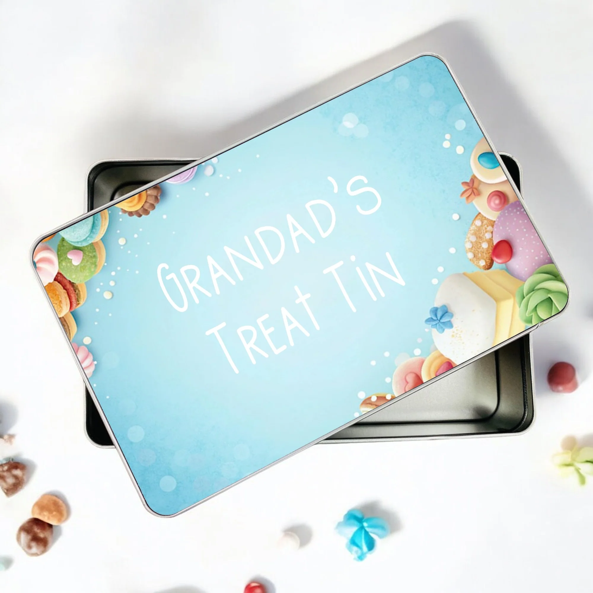 Personalised Blue Grandads Treat Tin - Image 2