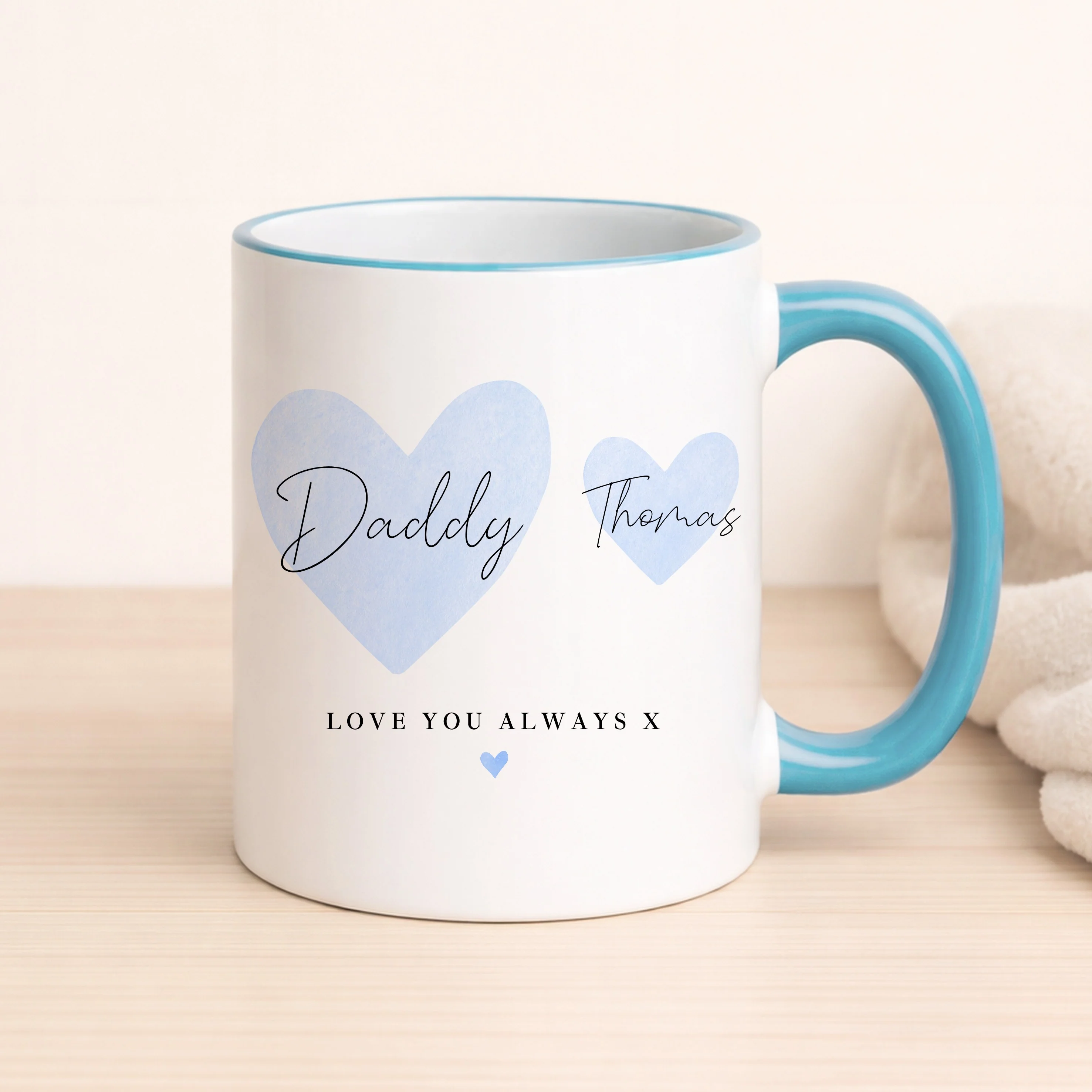 Personalised Blue Hearts Love You Always Daddy Mug - Image 2
