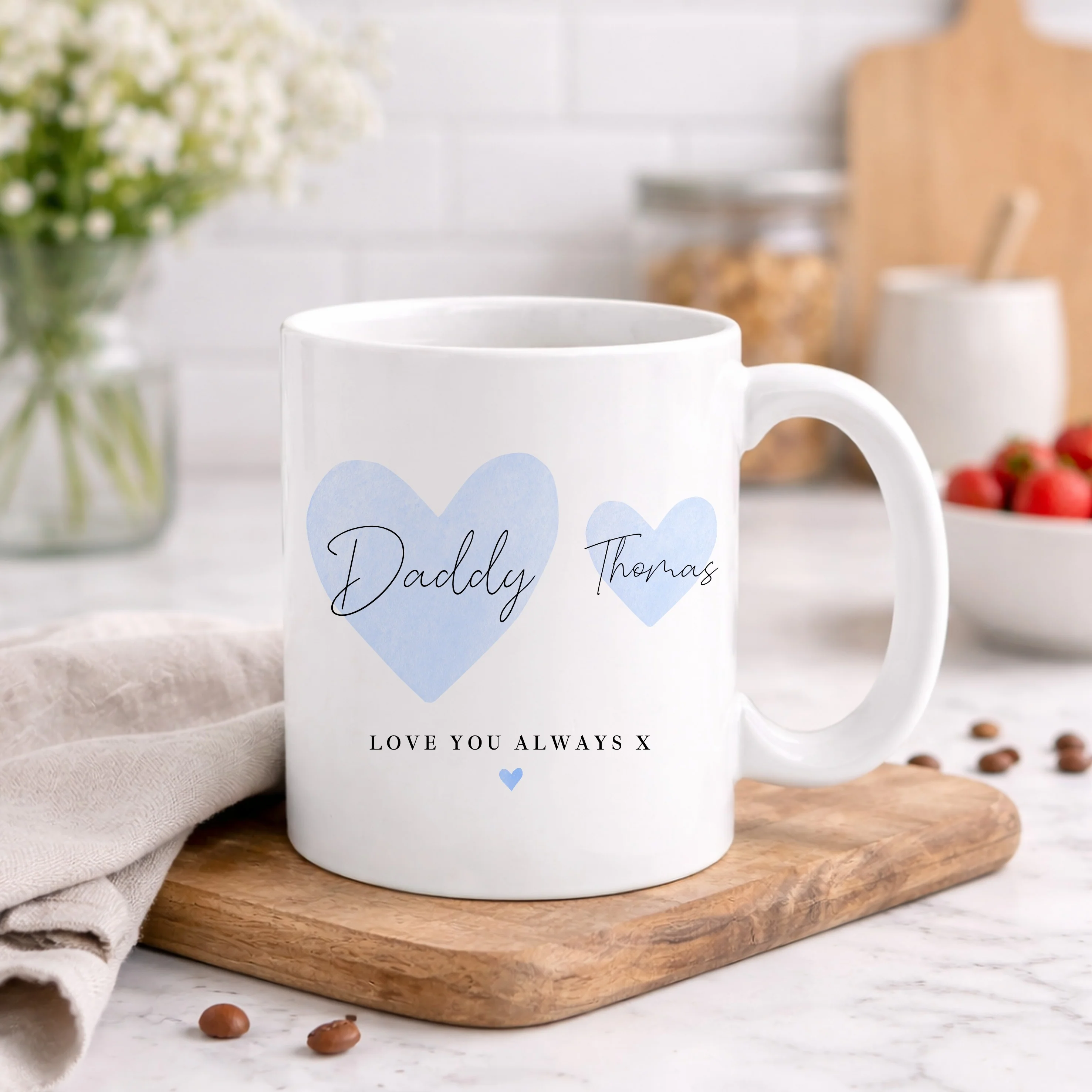 Personalised Blue Hearts Love You Always Daddy Mug - Image 3