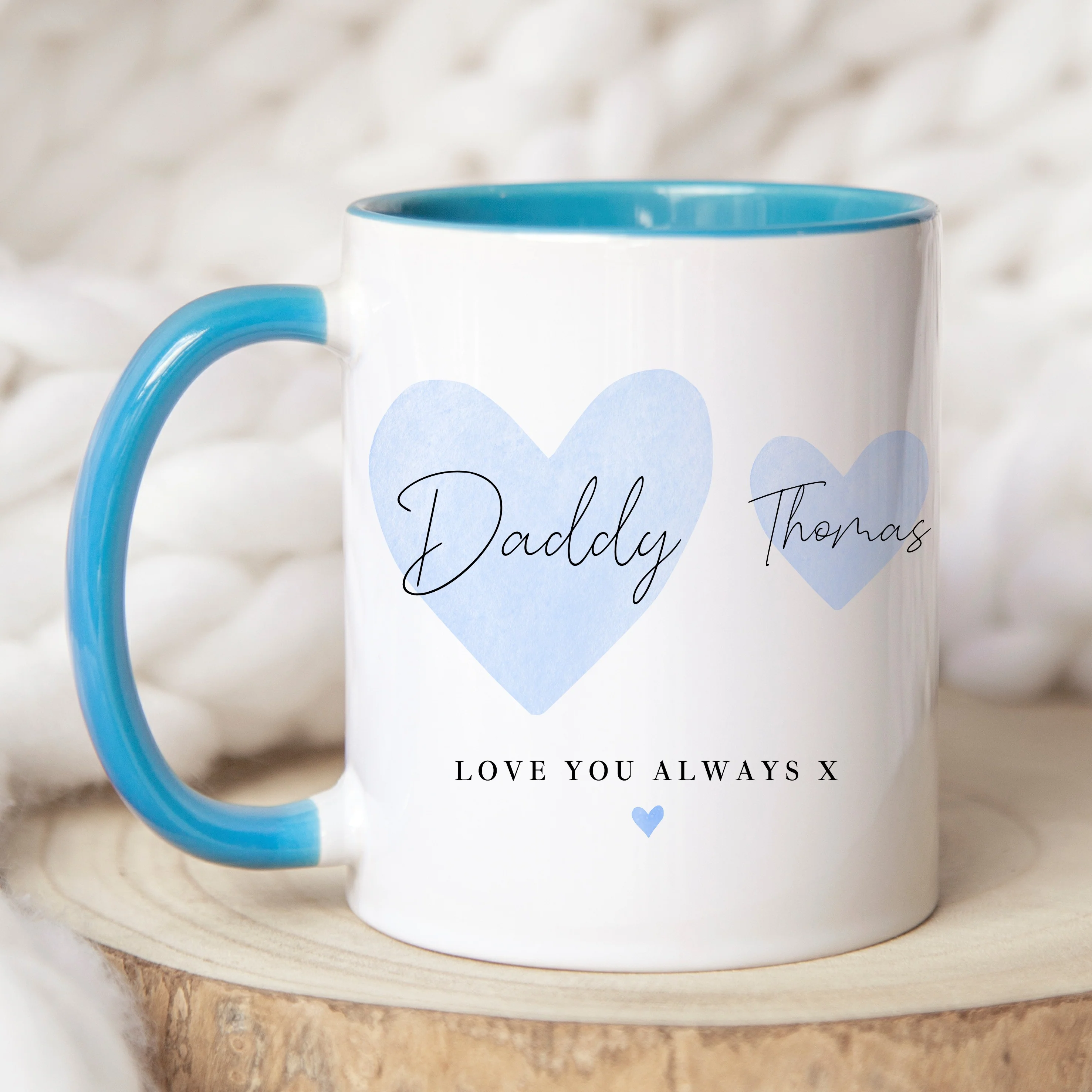 Personalised Blue Hearts Love You Always Daddy Mug - Image 4