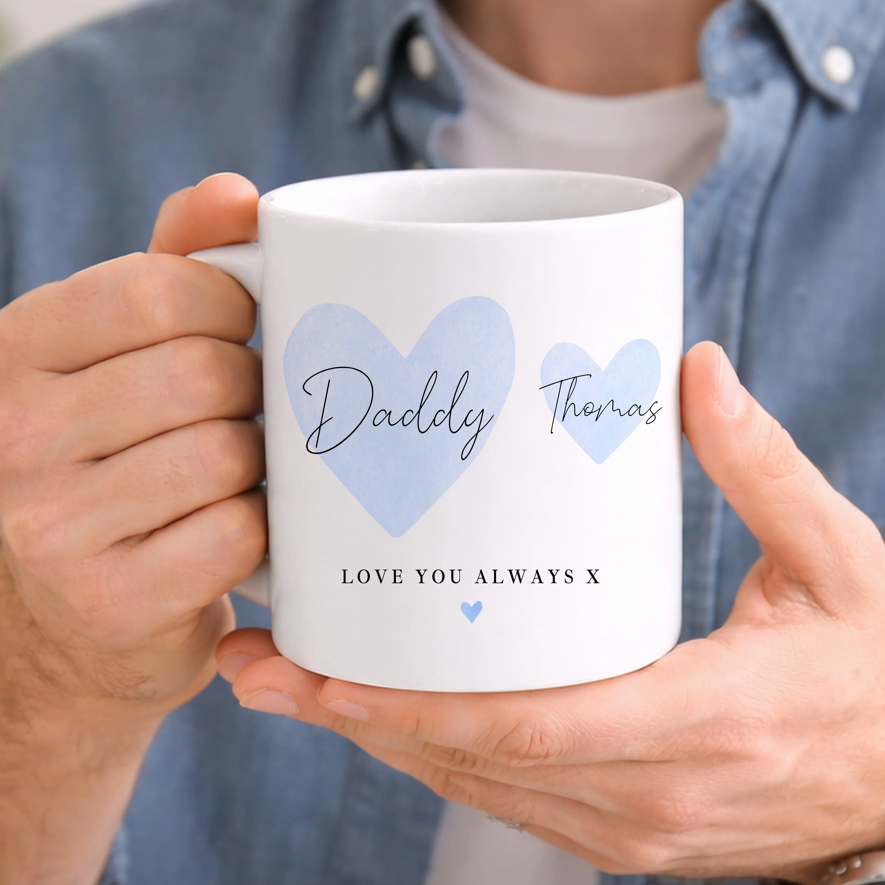 Personalised Blue Hearts Love You Always Daddy Mug - Image 5