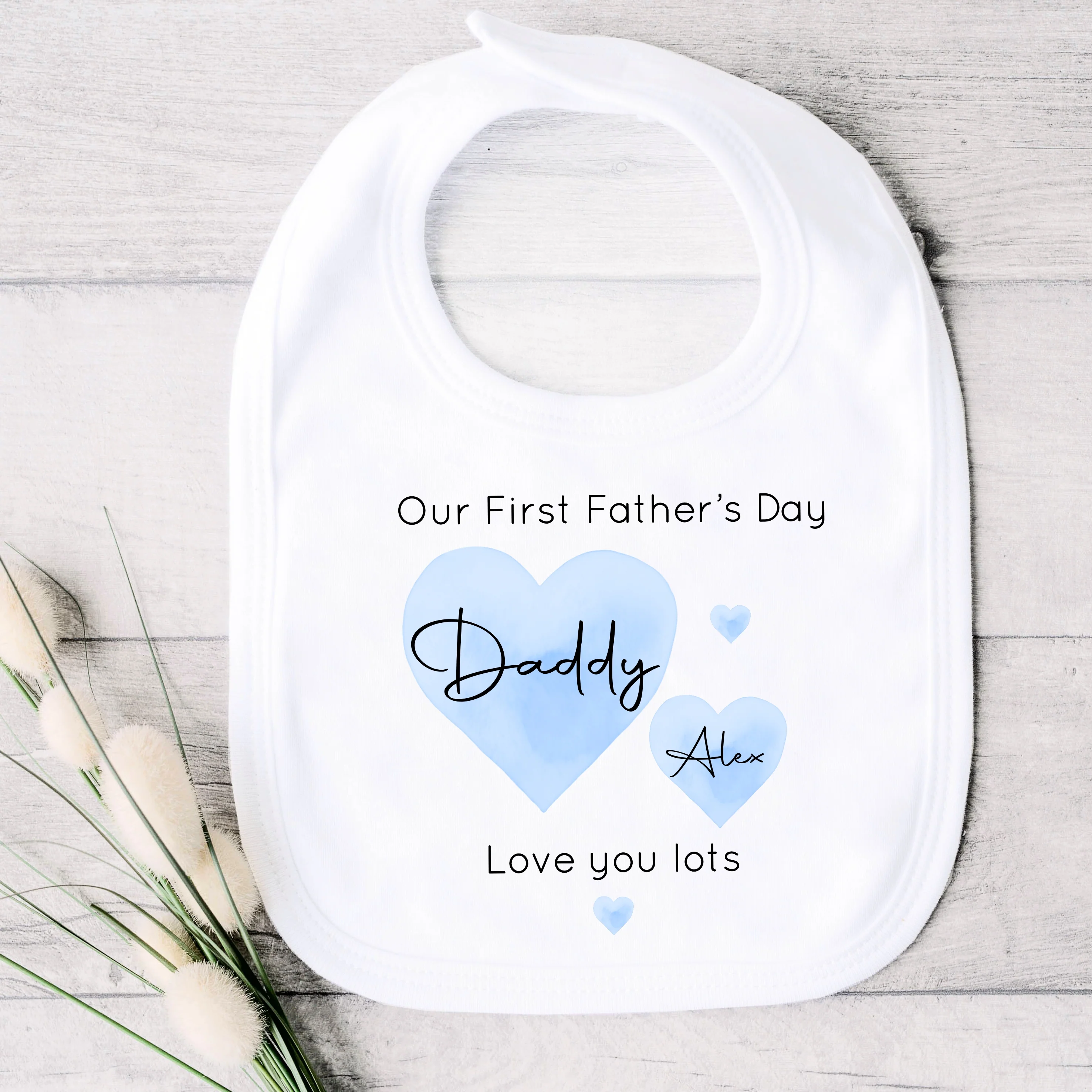 Personalised Blue Hearts Our First Father's Day Baby Grow or Vest - Image 7