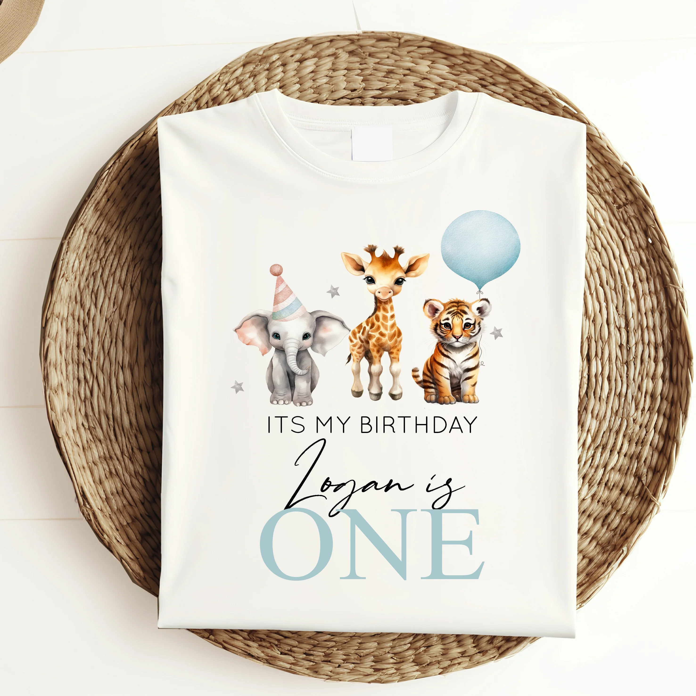 Personalised Blue Jungle Any Age Birthday Boy T-shirt - Image 3