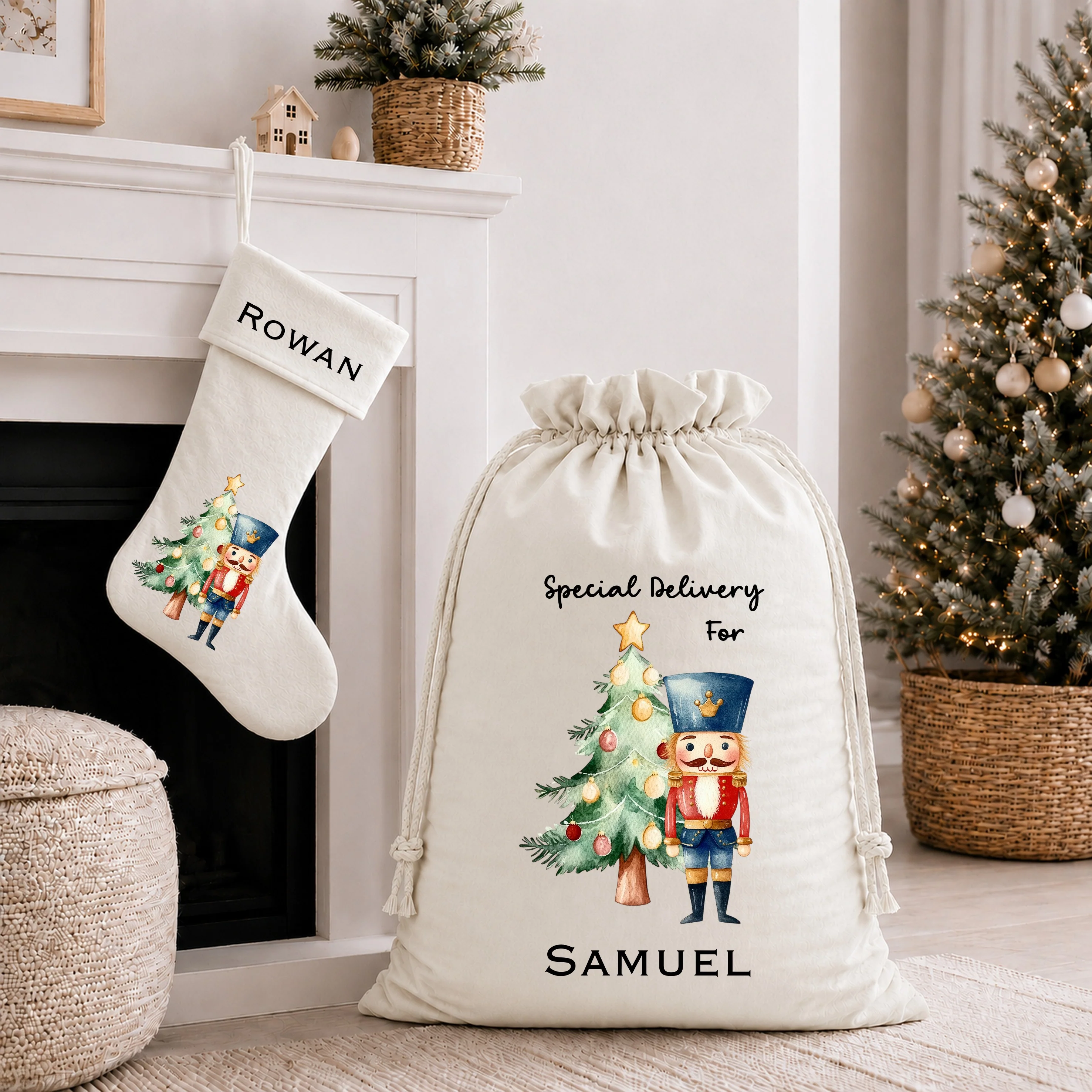 Personalised Blue Nutcracker Christmas Stocking or Santa Sack - Image 2