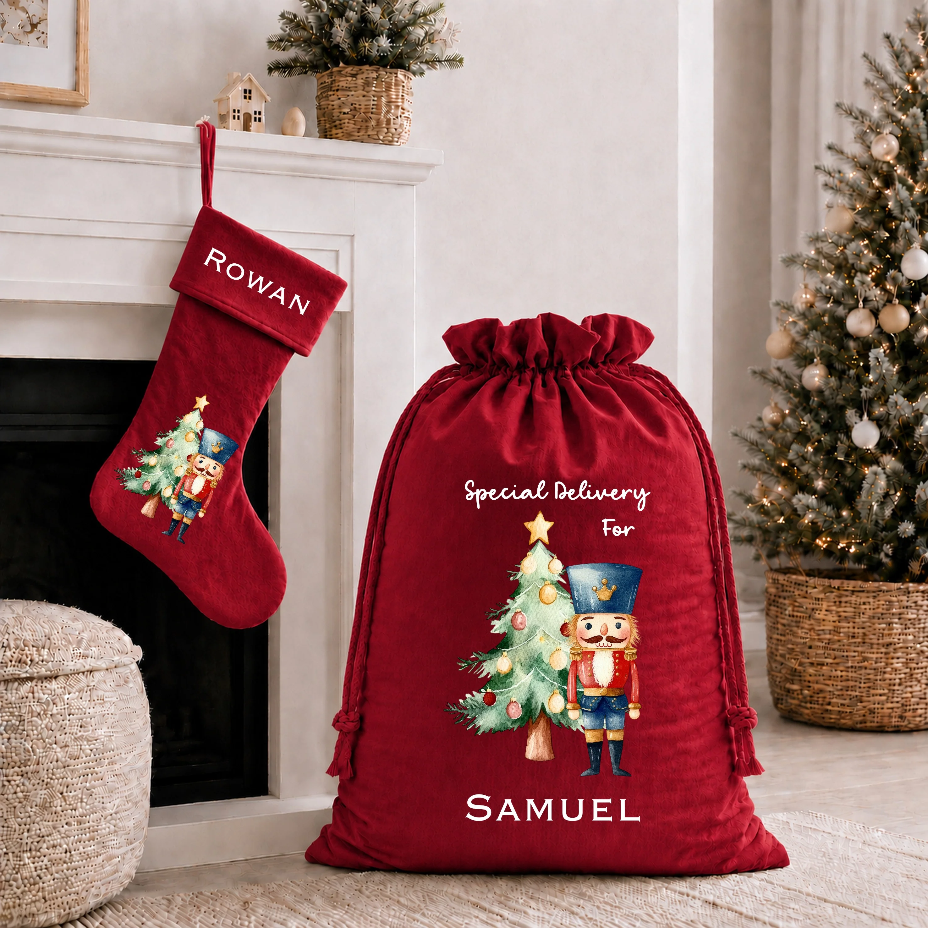 Personalised Blue Nutcracker Christmas Stocking or Santa Sack - Image 4