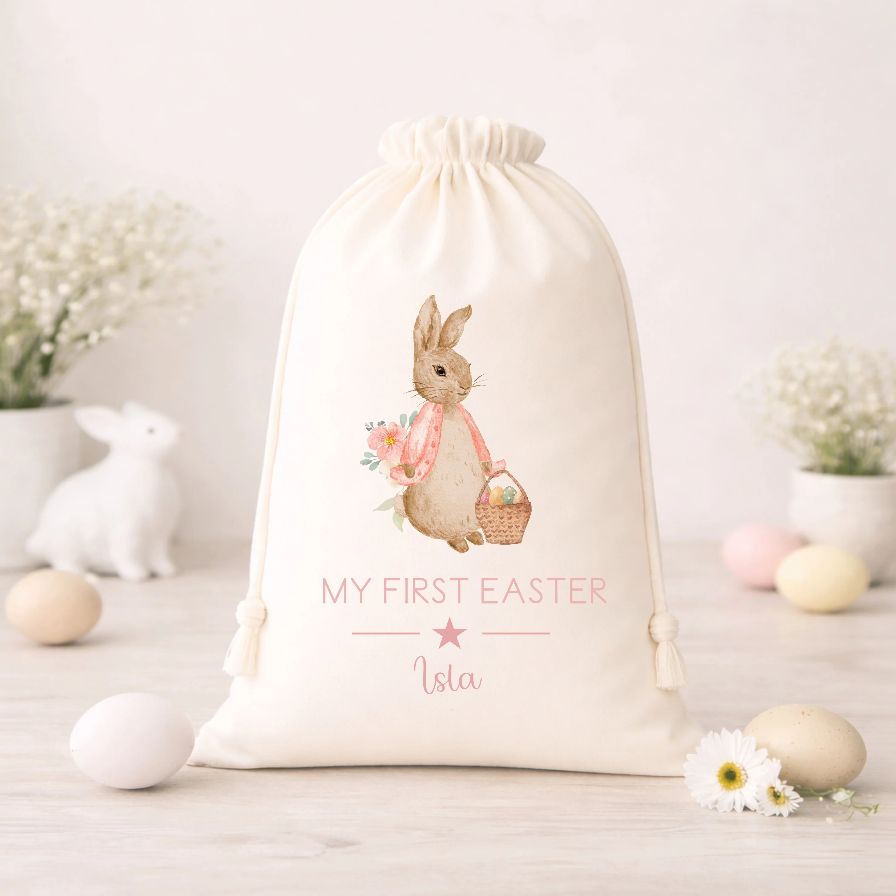 Personalised Blue or Pink Happy Easter Treat Bag - Image 6