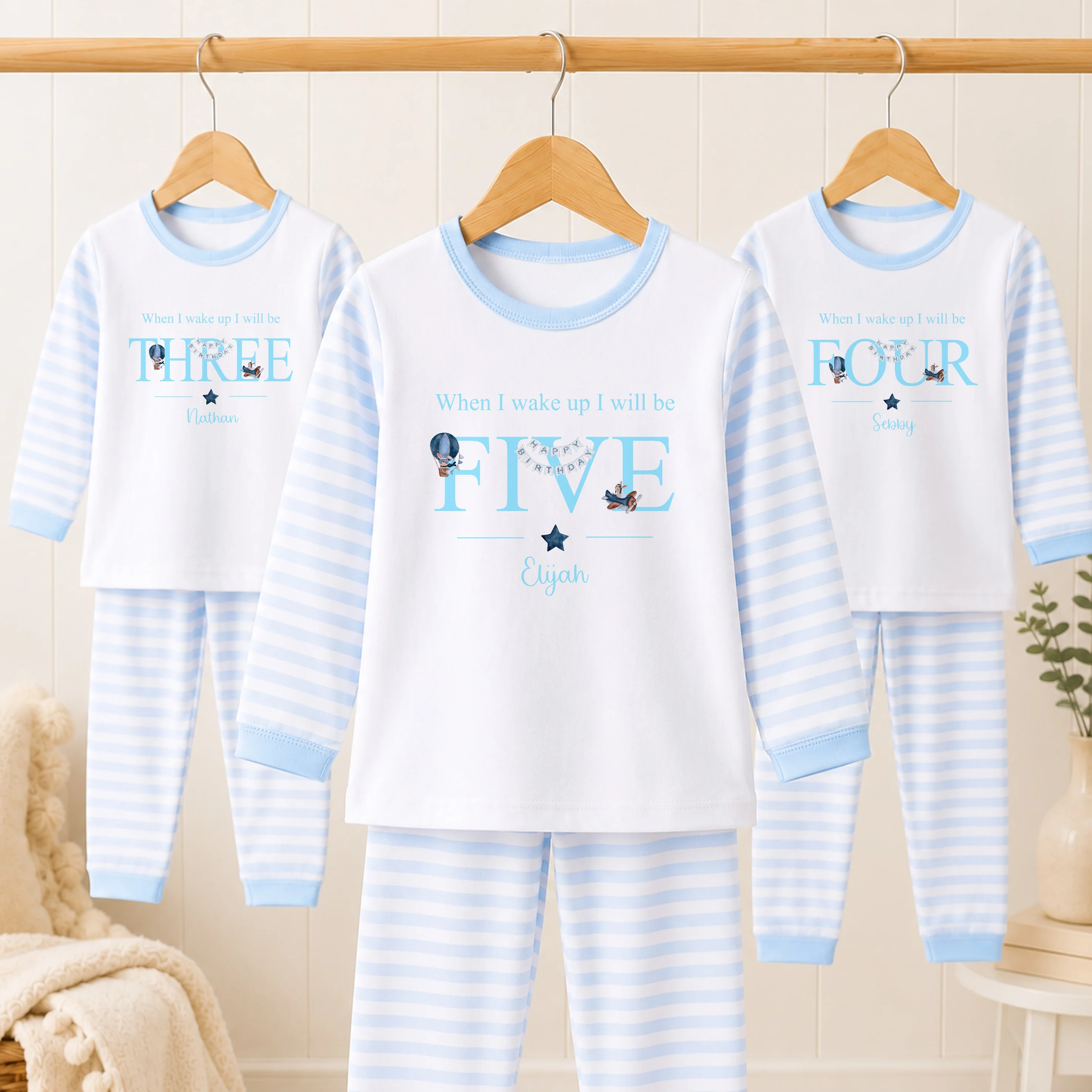 Personalised Blue Planes Any Age Birthday Pyjamas - Image 2