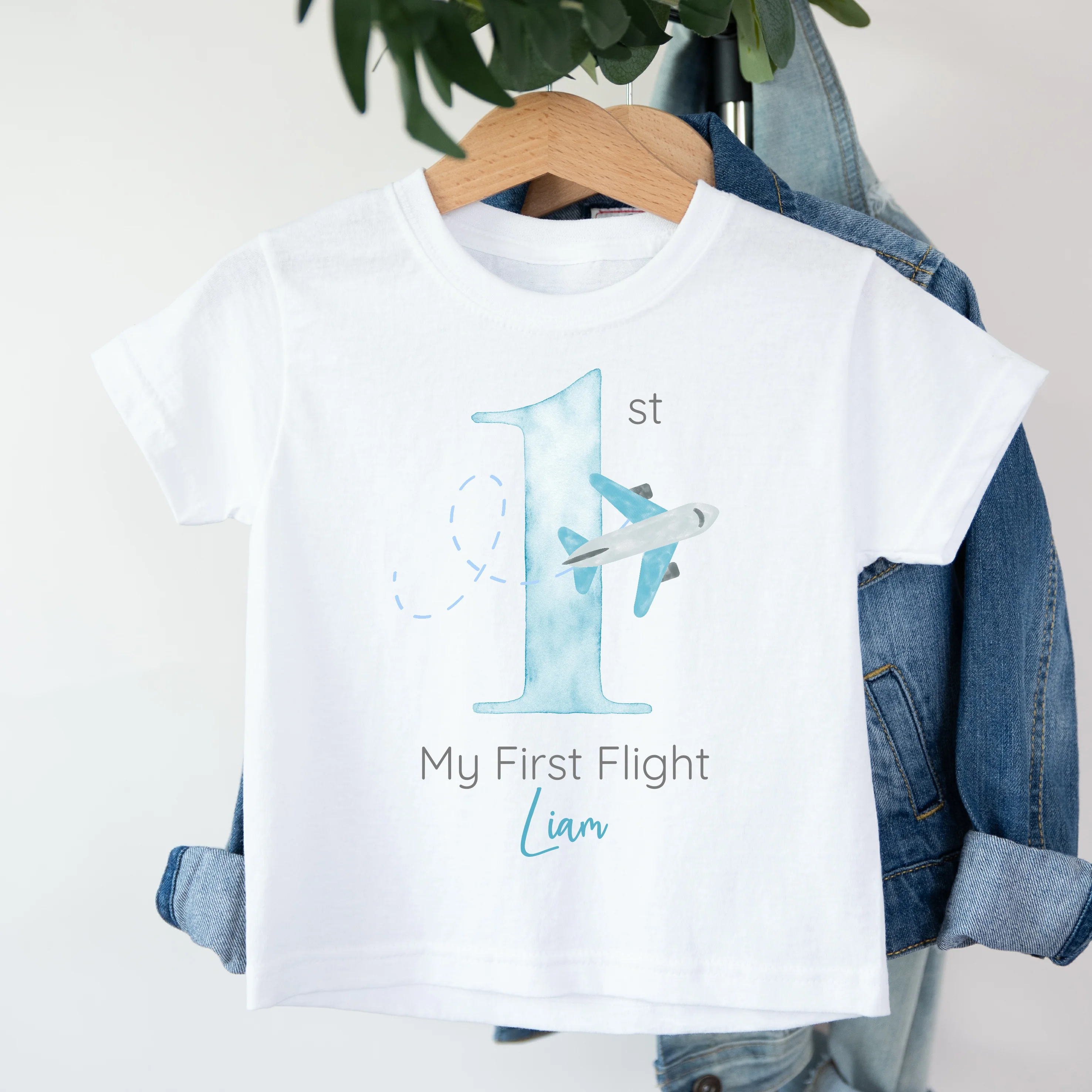 Personalised Blue Planes My 1st Flight Baby Vest/T-shirt - Image 3