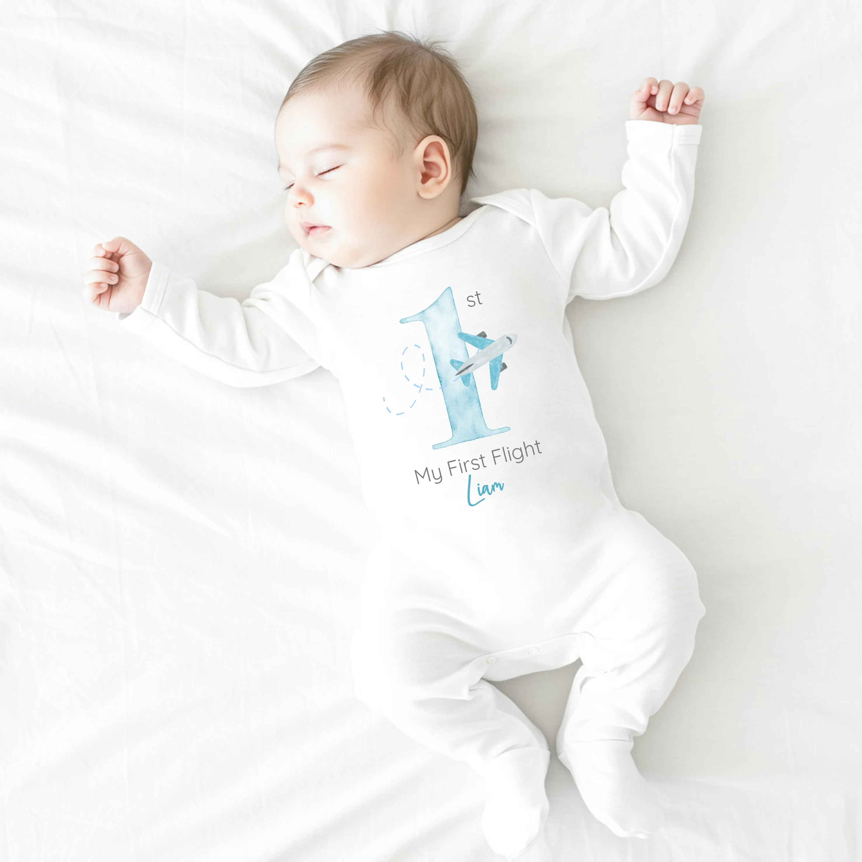 Personalised Blue Planes My 1st Flight Baby Vest/T-shirt - Image 5