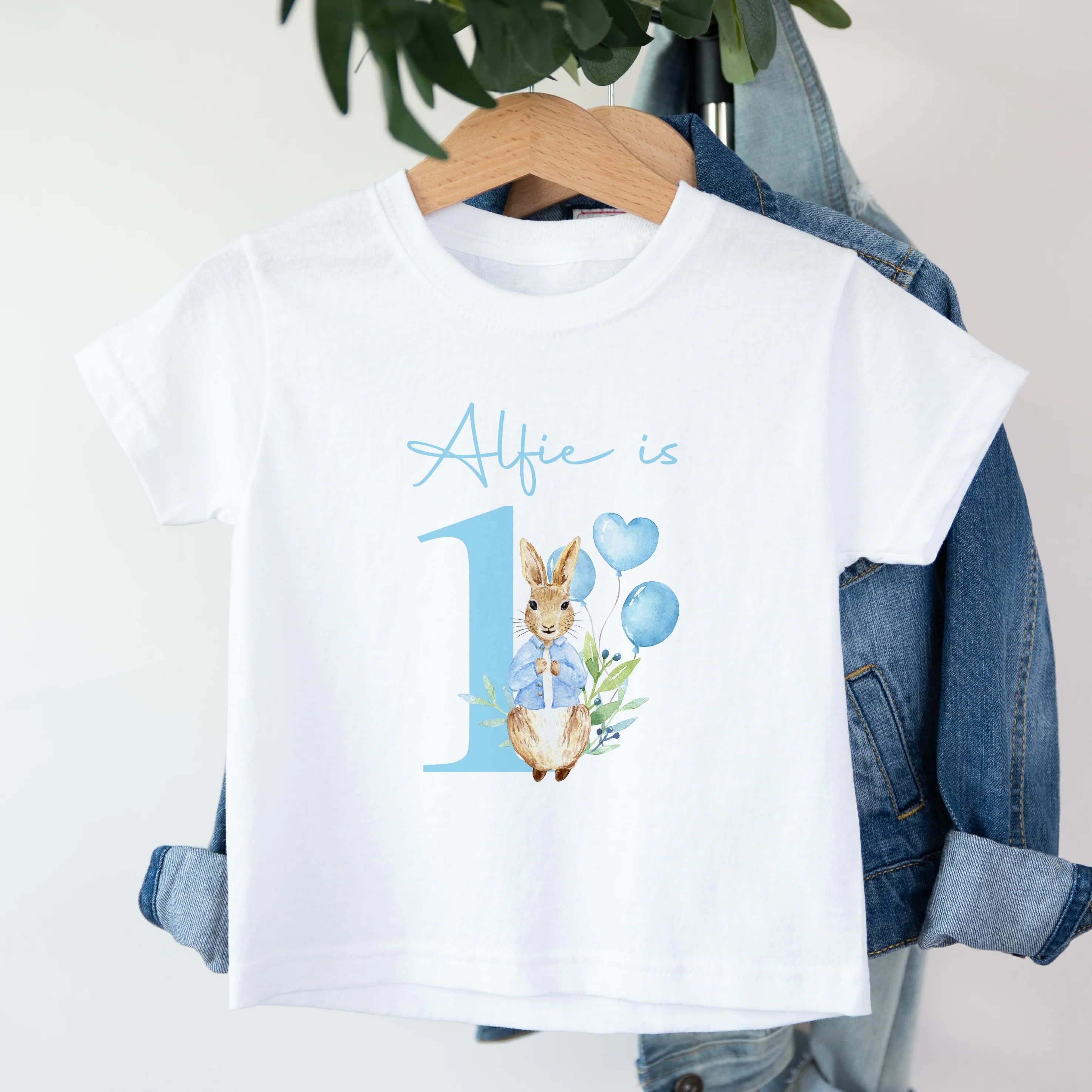 Personalised Blue Rabbit Any Age Birthday T-shirt - Image 4