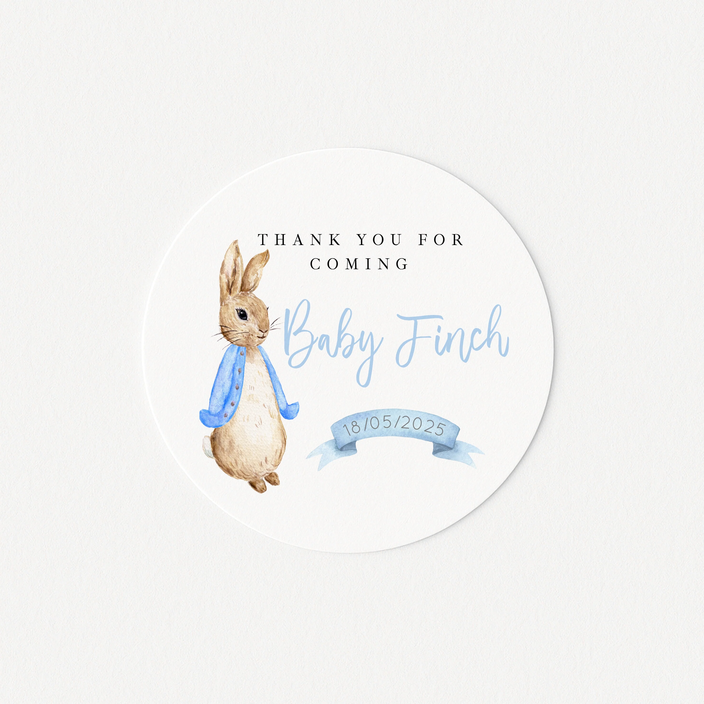 Personalised Blue Rabbit Baby Shower Stickers - Image 6
