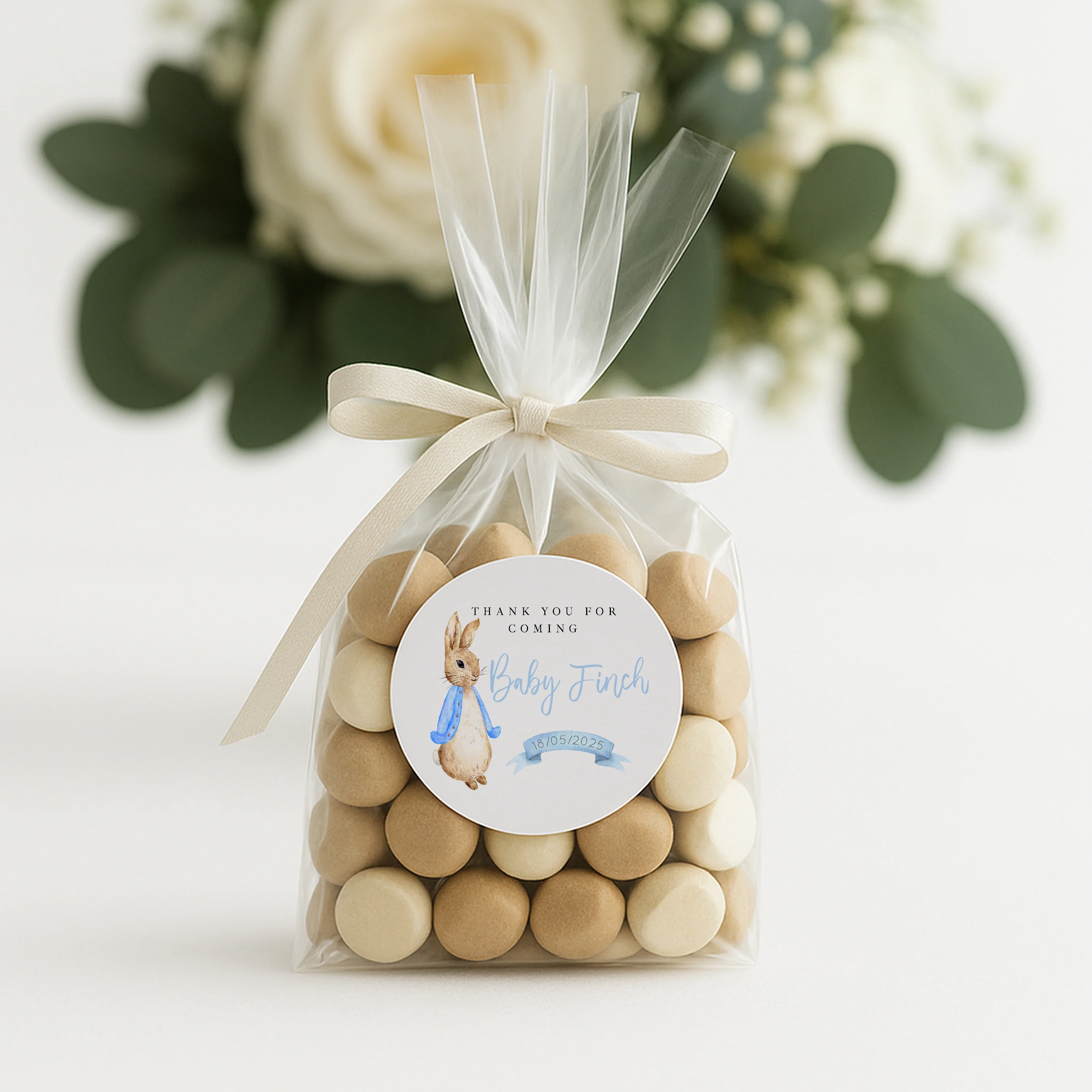 Personalised Blue Rabbit Baby Shower Stickers - Image 7