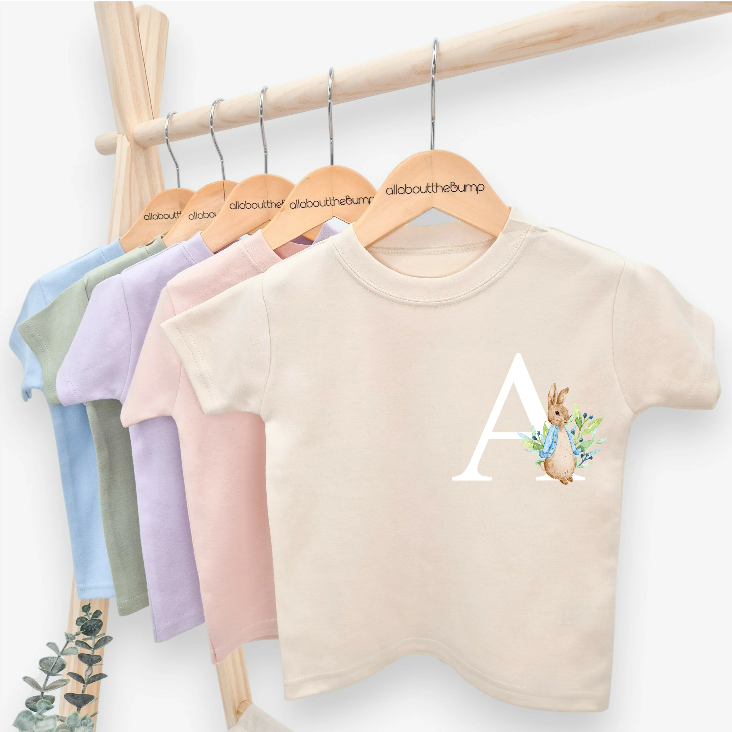 Personalised Blue Rabbit Initial T-shirt - Image 3