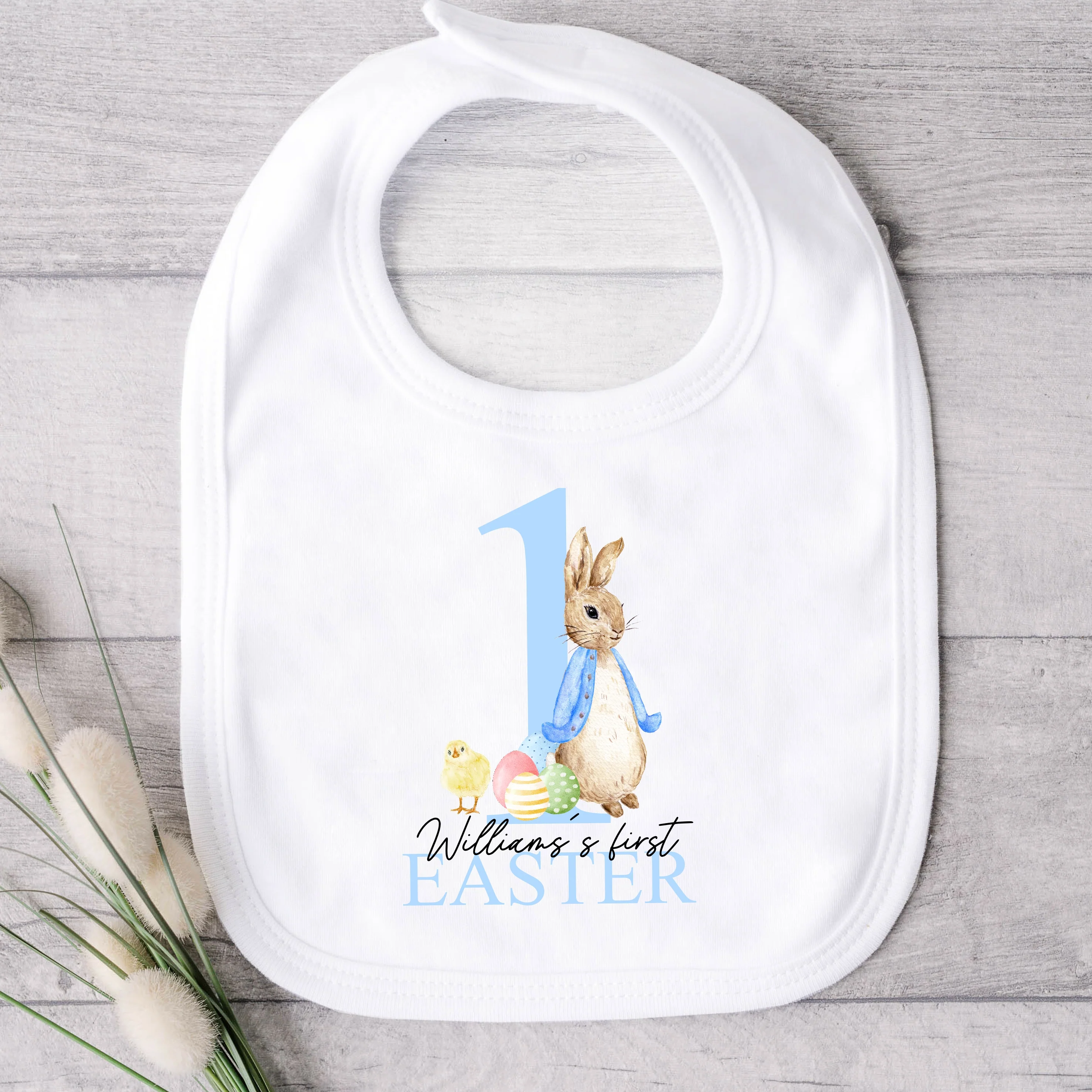 Personalised Blue Rabbit My 1st Easter Baby Grow, Vest or Bib - Image 3
