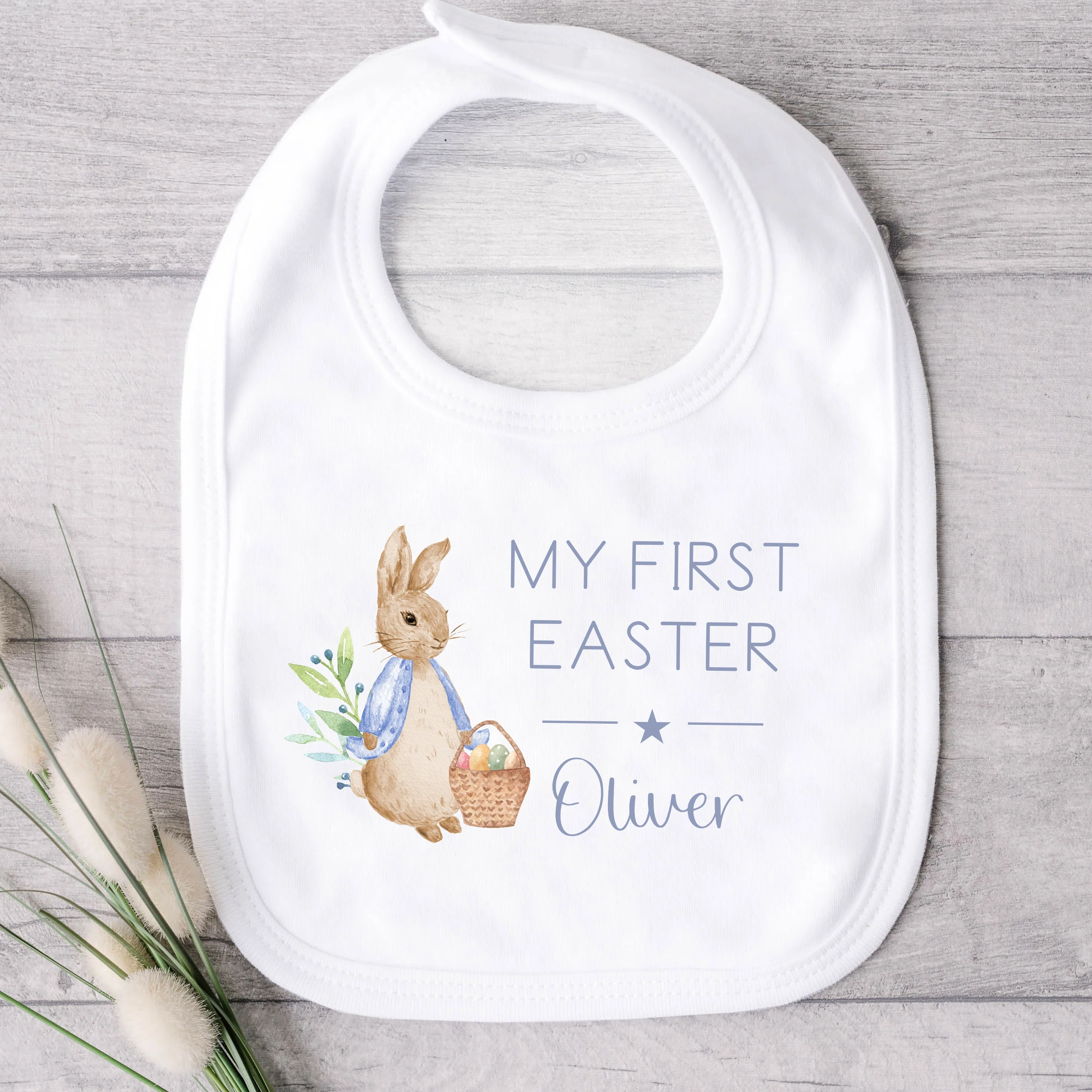 Personalised Blue Rabbit My First Easter Baby Grow, Vest or Bib - Image 5