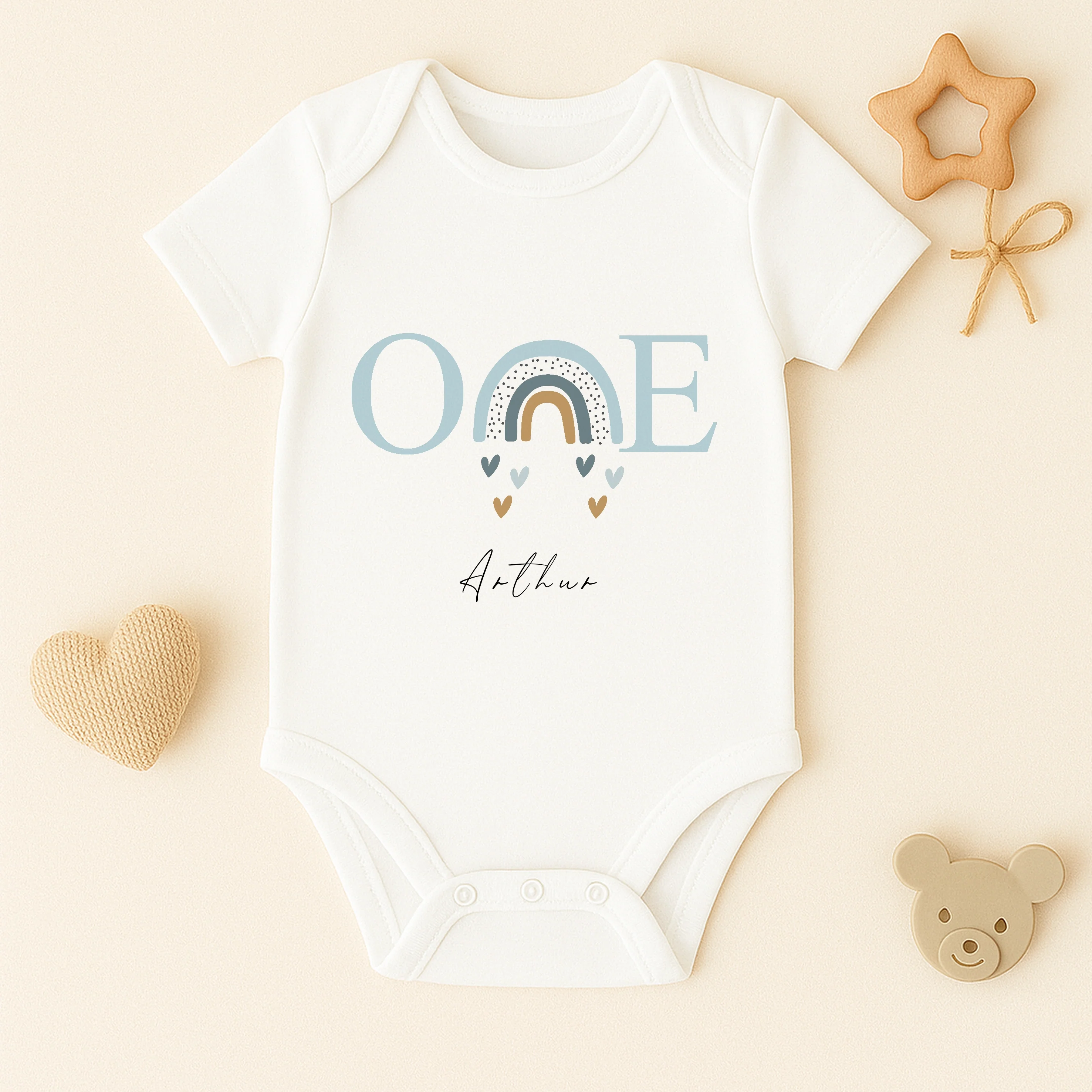 Personalised Blue Rainbow First Birthday Vest - Image 2