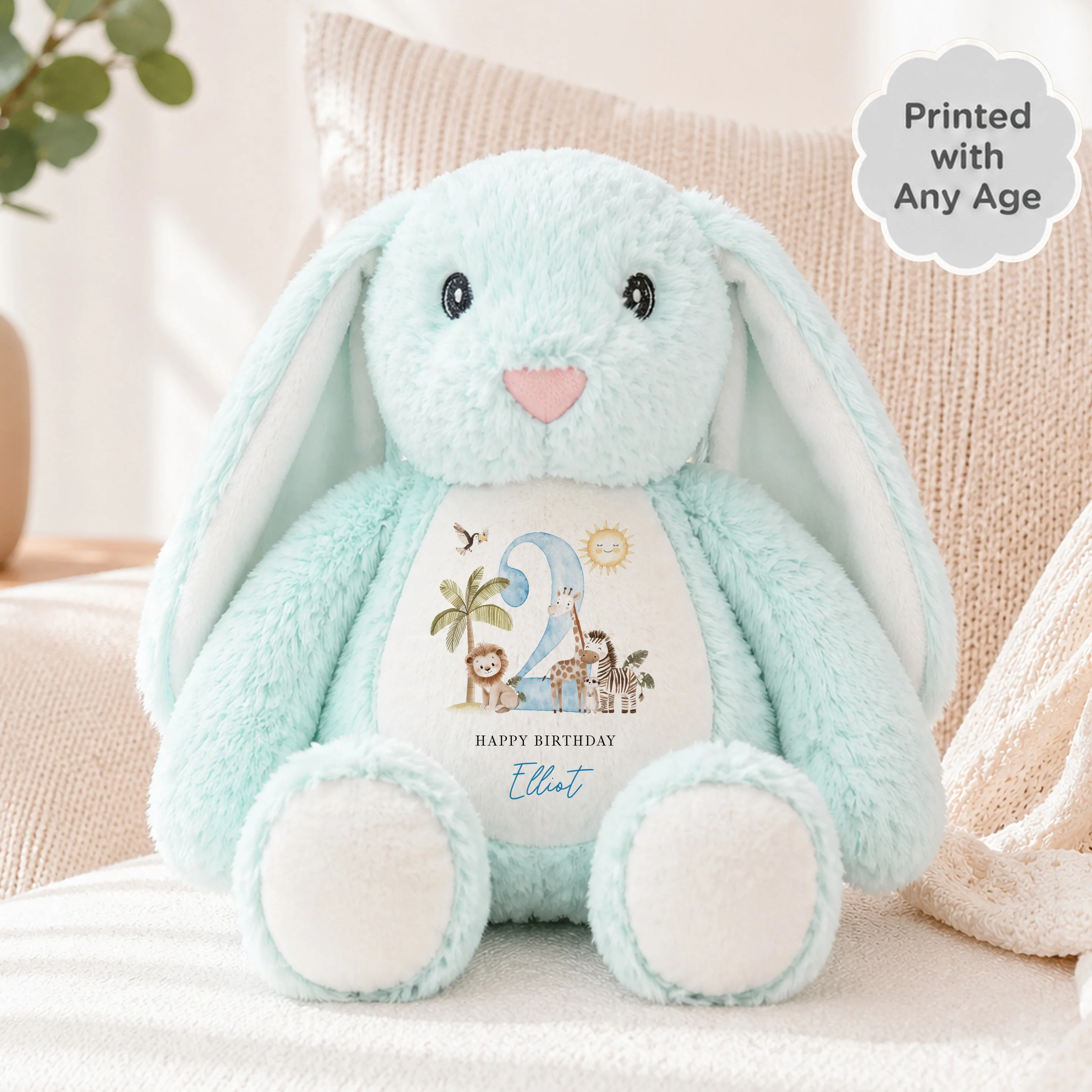 Personalised Blue Safari Any Age Birthday Teddy - Image 4
